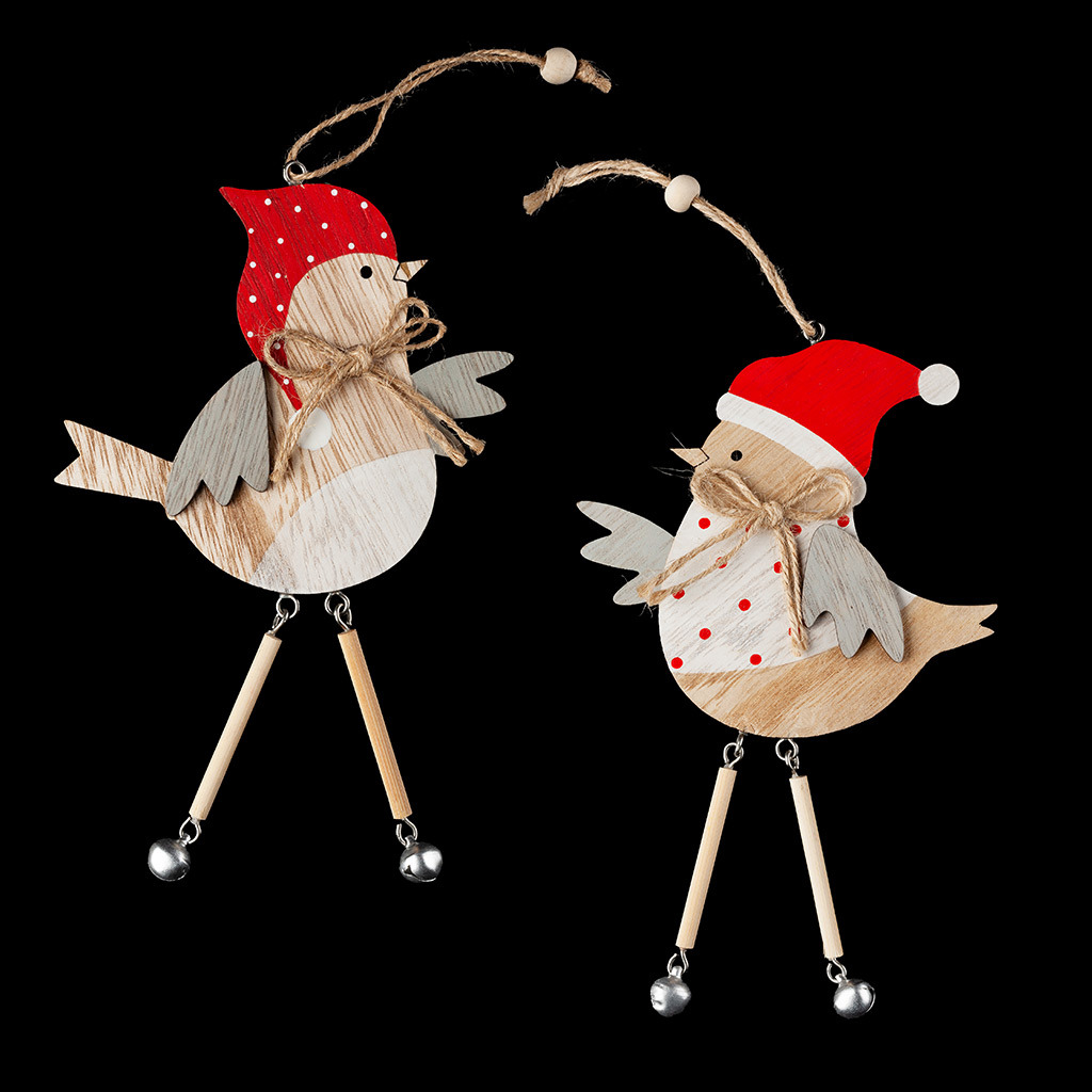 Изображение товара Елочная игрушка Птица с ножками-бубенчиками 20 см разноцветная Erichkrause 51104