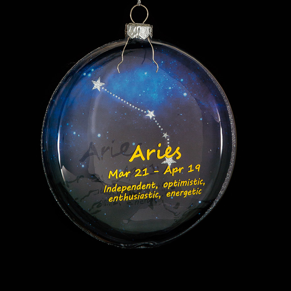 Изображение товара Елочная игрушка Медальон Овен стеклянная разноцветная Erichkrause 53575 10 см