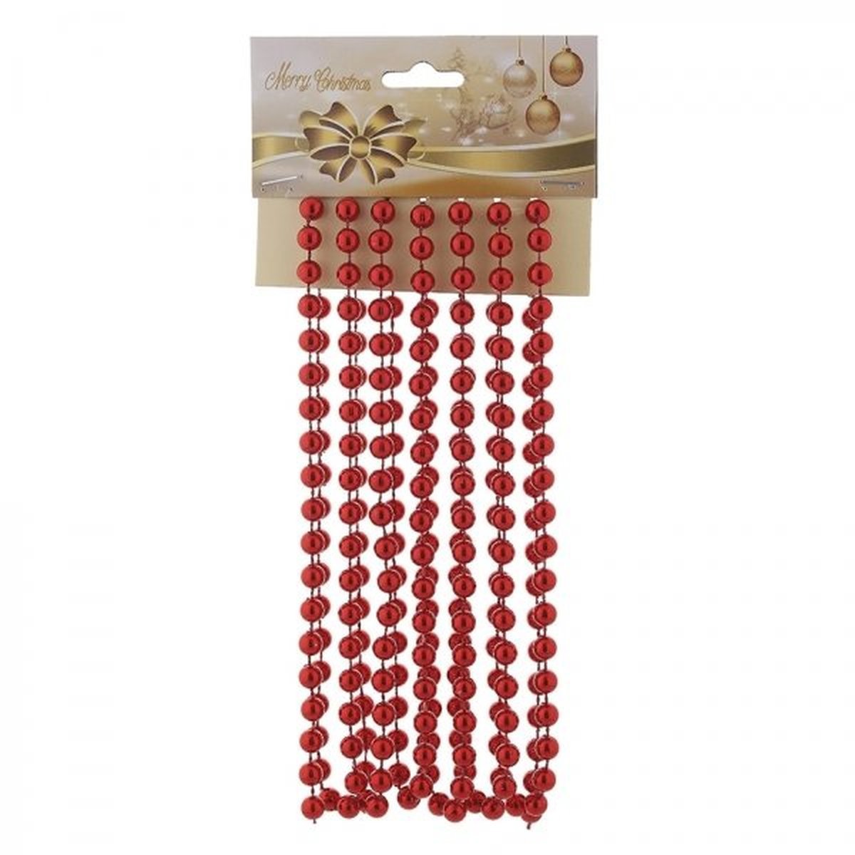 Изображение товара Декоративные пластиковые бусы из ПВХ 270 см красные для новогодних украшений