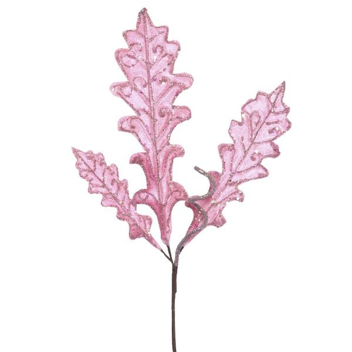 Изображение товара Новогоднее украшение Ветка 3x41x22 см розовый с глиттером для рождественского декора