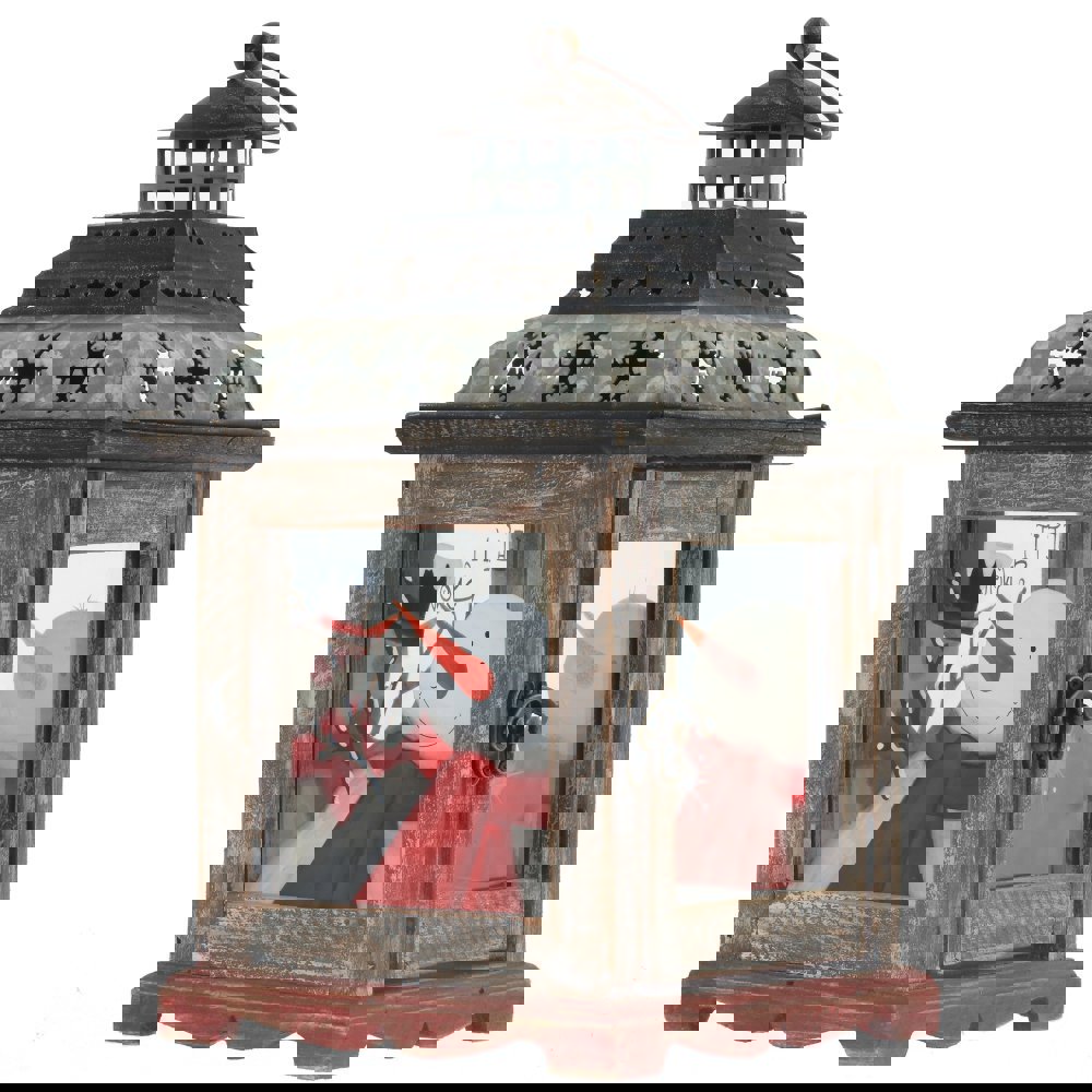 Изображение товара Новогоднее украшение Фонарик 17x32x17 см бежевый с деколью и ажурной крышкой