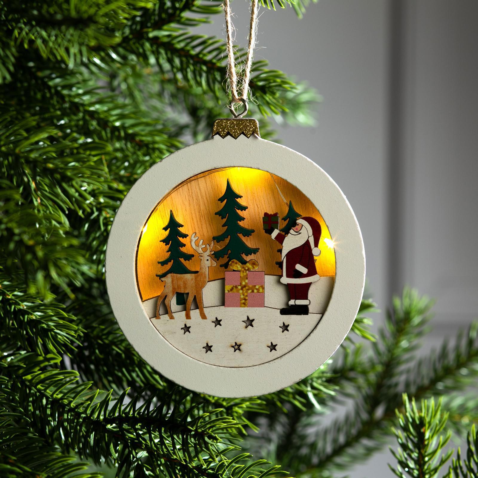 Изображение товара Ёлочная игрушка Шар с дедом Морозом световая 11х1.5 см LUAZON LIGHTING