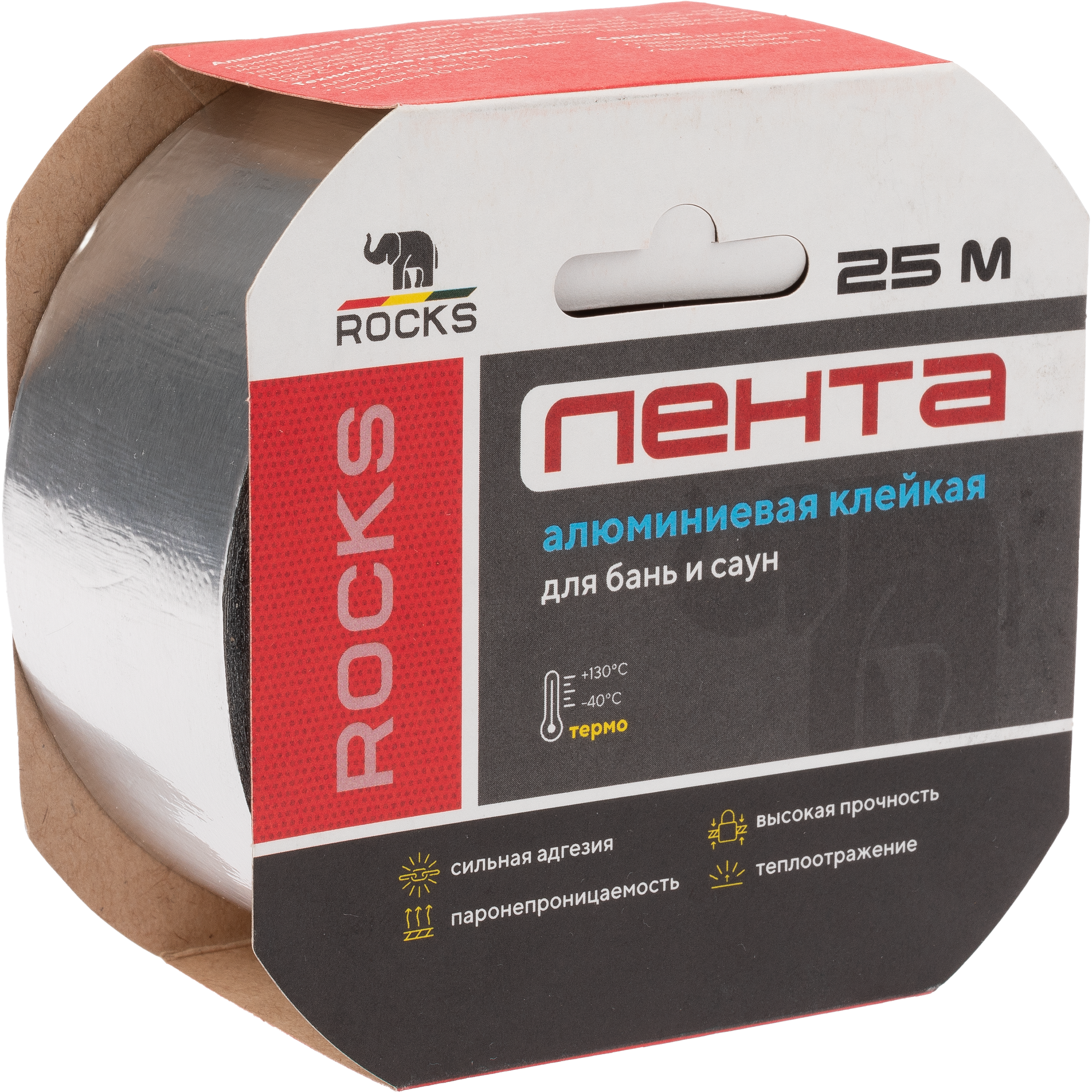 Изображение товара Алюминиевая теплоотражающая лента ROCKS 50 мм x 25 м для герметизации и теплоизоляции