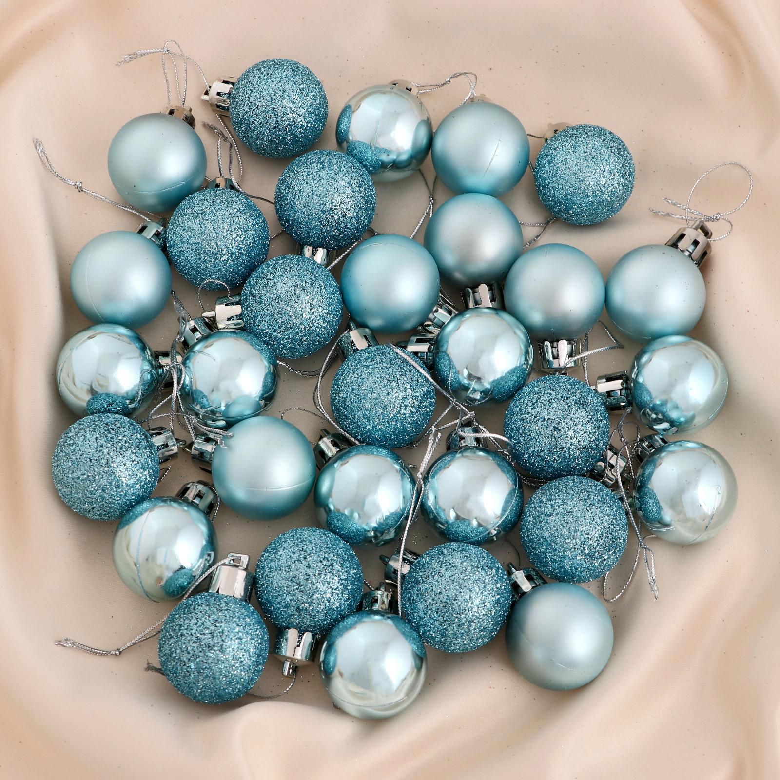 Изображение товара Набор елочных шаров Зимнее волшебство 3 см синий 48 шт