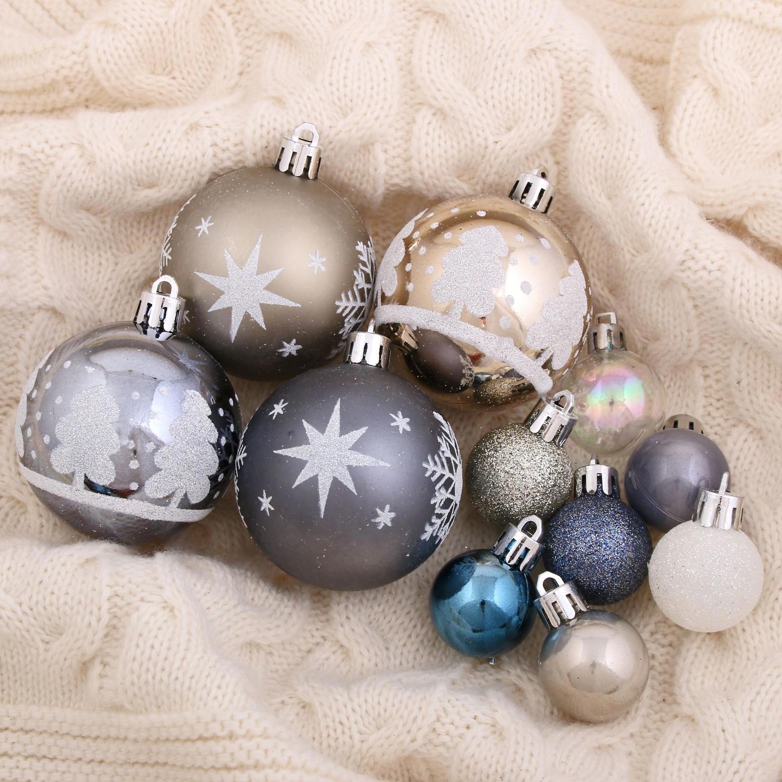 Изображение товара Набор елочных шаров Зимнее волшебство 4942097 Морозное утро 16.5 см пластик разноцветный 32 шт