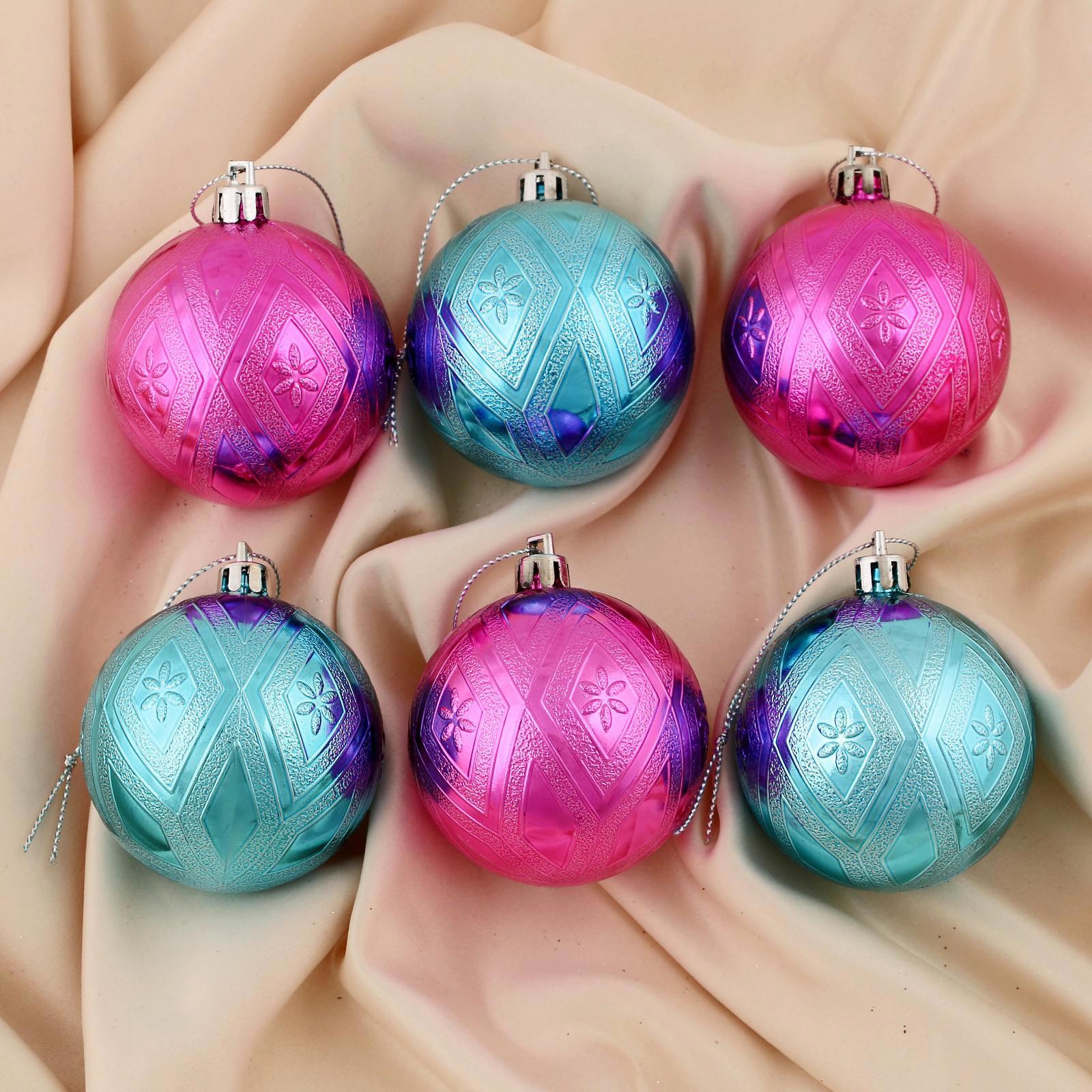 Изображение товара Набор елочных шаров Зимнее волшебство 4941939 Цветение 6 см пластик синий 6 шт