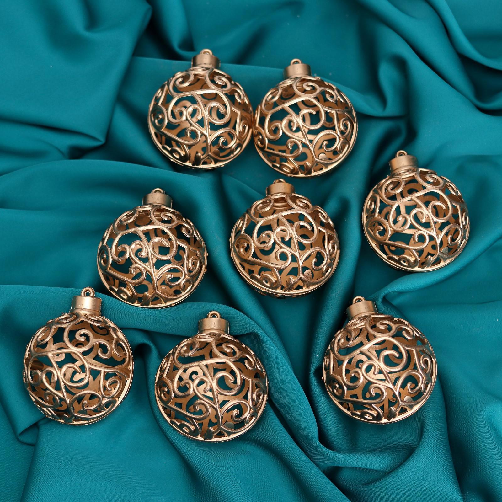 Изображение товара Набор елочных шаров Зимнее волшебство 6938880 Морозец 6 см пластик жёлтый/золотой 8 шт