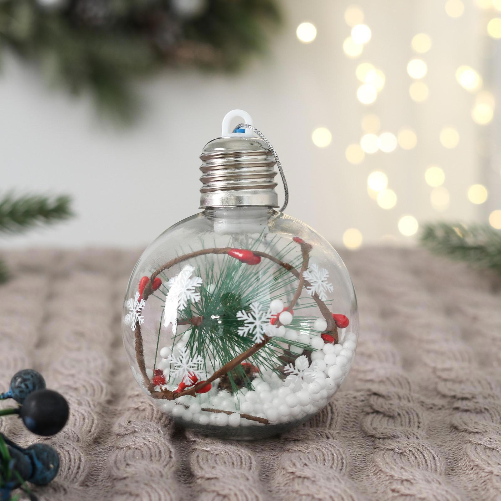 Изображение товара Ёлочный шар Зимнее волшебство Пора чудес 8 см пластик мерцающая подсветка