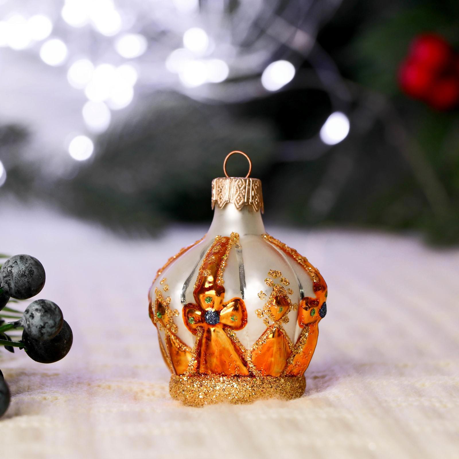 Изображение товара Елочная игрушка Корона Simaland 4422290 7 см х 3.5 см жёлтый/золотой