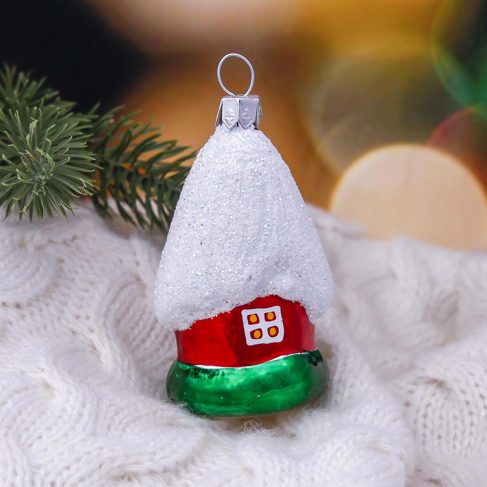 Изображение товара Елочная игрушка Домик Ёлочка 1721427 8 см х 3 см разноцветный