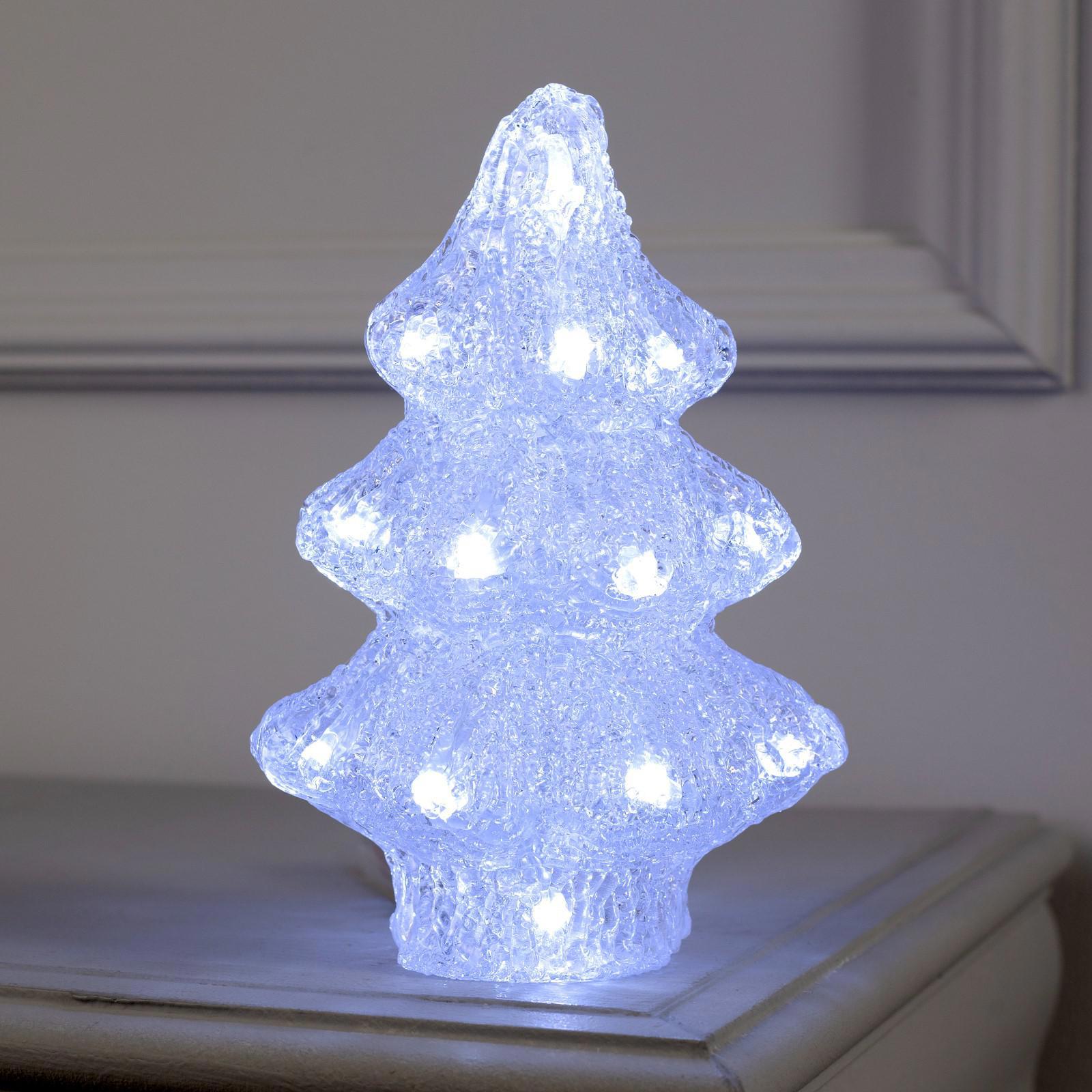 Изображение товара Светящаяся электрическая фигура Елочка 20 LED акрил металл 7х21х7 см белый