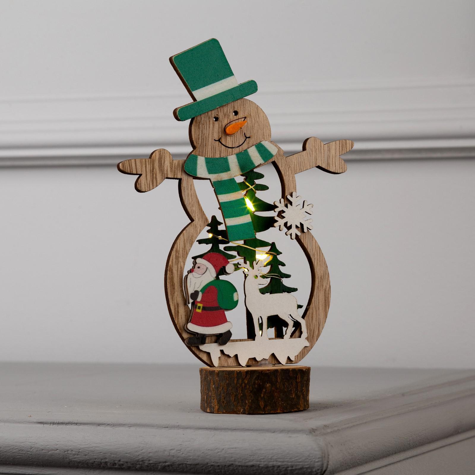 Изображение товара Светящаяся электрическая фигура Снеговик для дома Luazon lighting 6 ламп h 6 см разноцветный