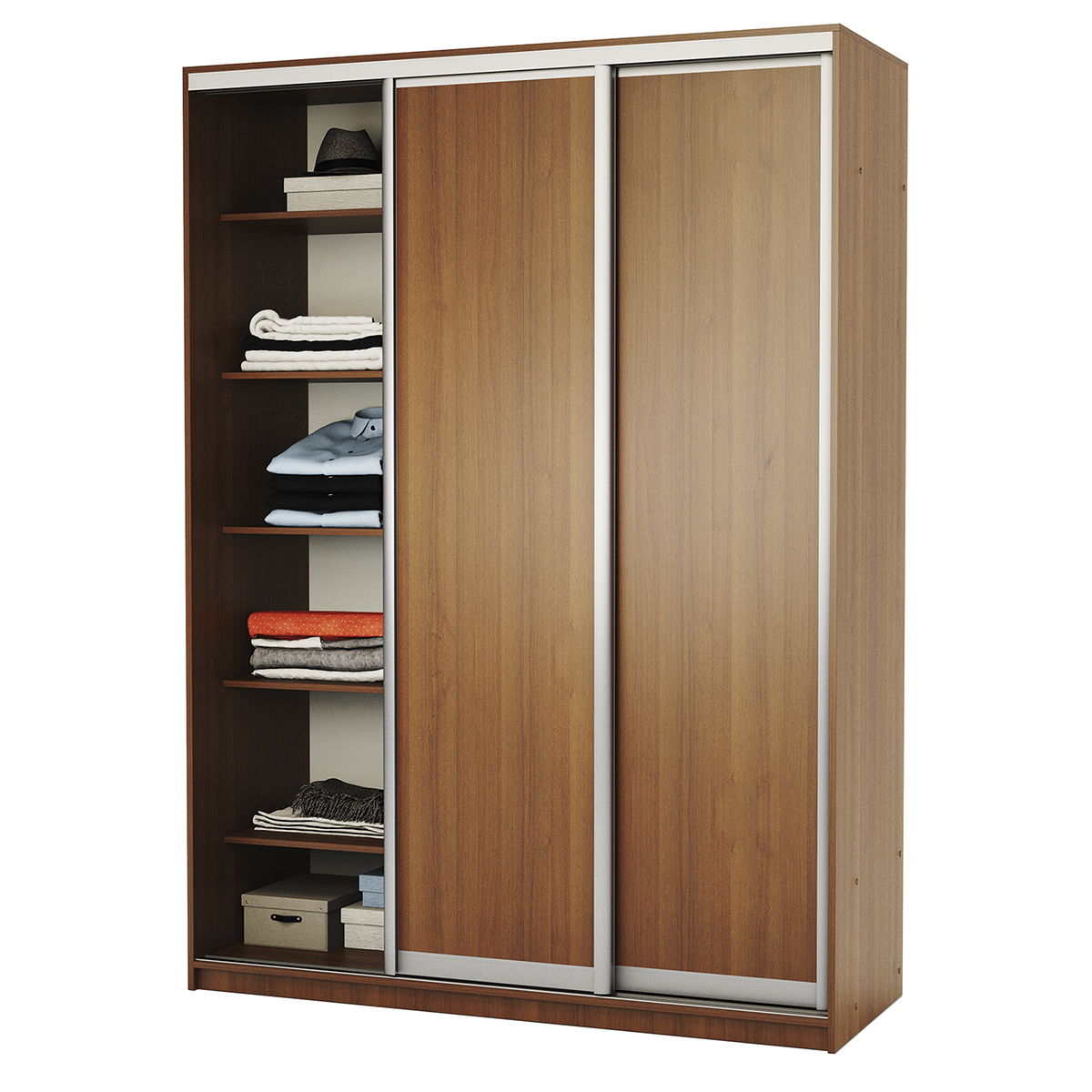 Изображение товара Шкаф-купе Шарм-Дизайн 220x170x60 см с 3 дверями и 7 полками в орехе