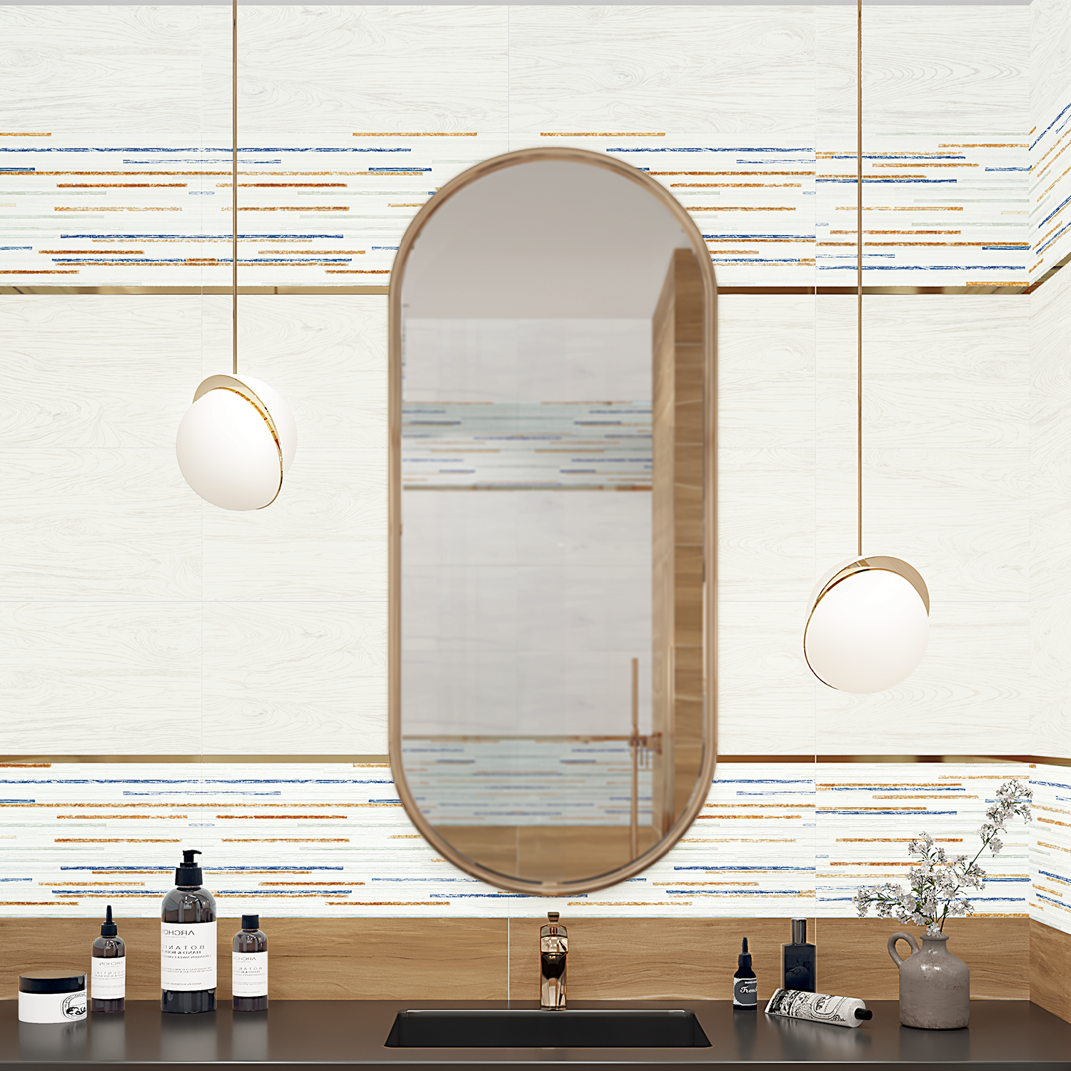 Изображение товара Настенная плитка Portland Stripes 24.9x50 см глянцевая керамическая