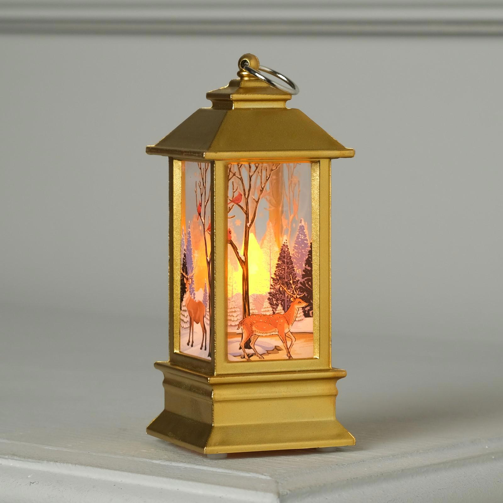 Изображение товара Светящаяся электрическая фигура Фонарь с оленем для дома Luazon lighting 1 ламп h 13 см жёлтый/золотой