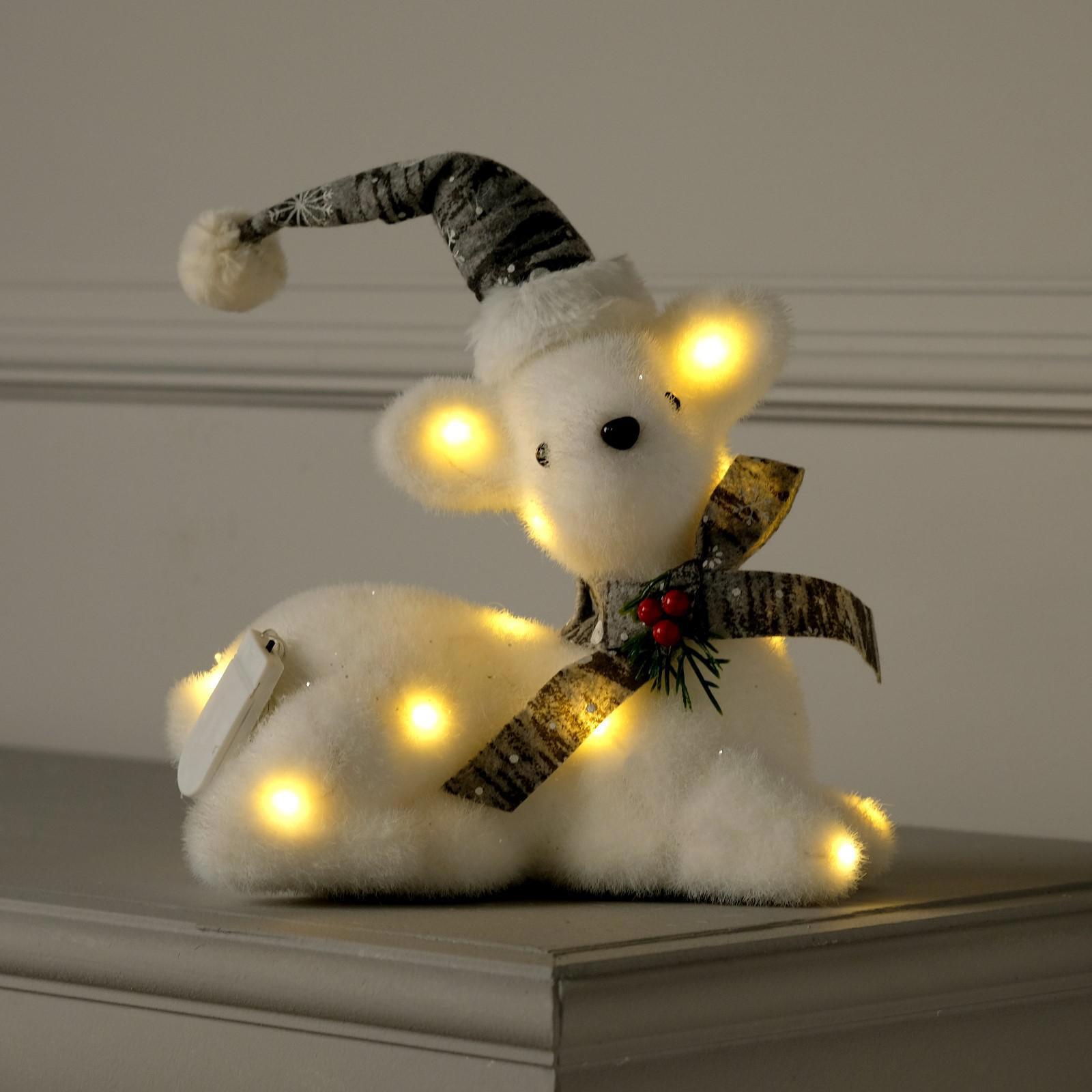 Изображение товара Светящаяся электрическая фигура медведь 21x19x10 см белый с 17 светодиодами