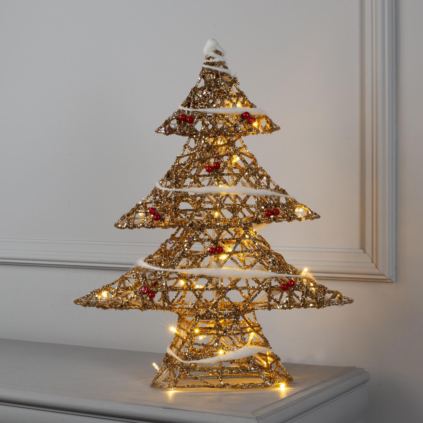 Изображение товара Светящаяся электрическая фигура Елка 24 LED 50 см золотая IP20 для интерьера и праздников
