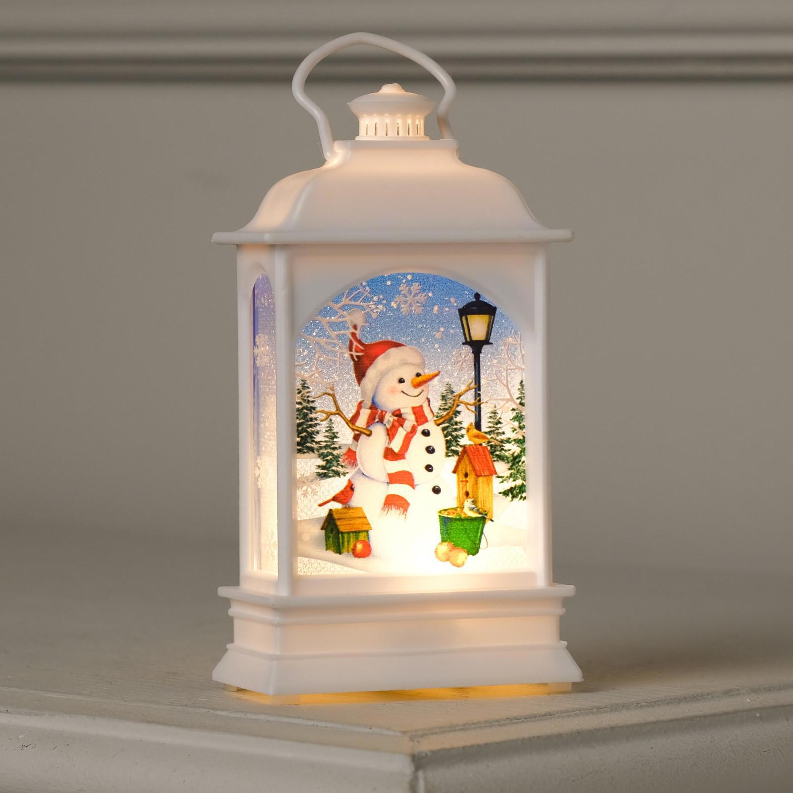 Изображение товара Светящаяся электрическая фигура фонарь со снеговиком 13 см белый для дома и улицы