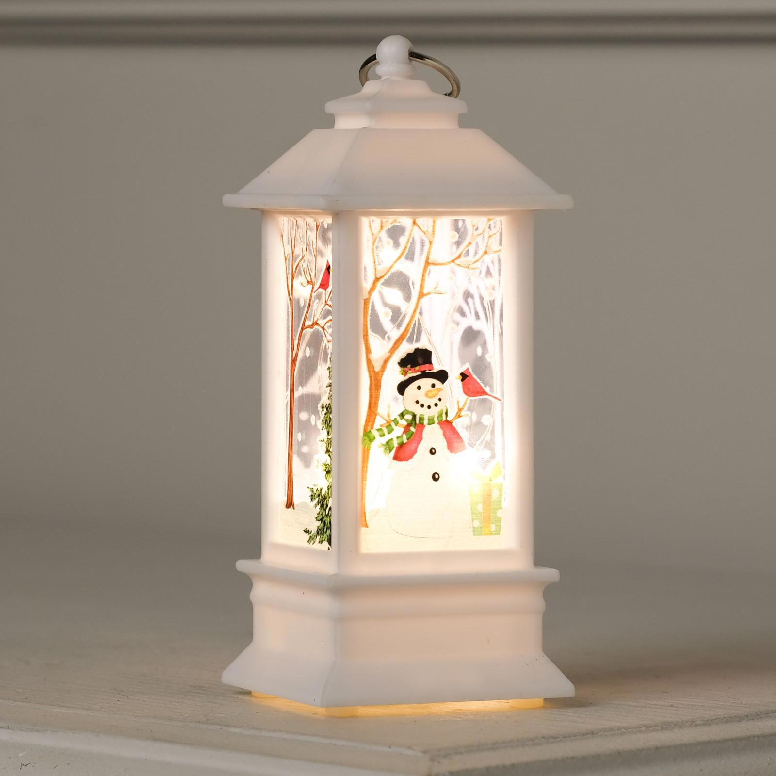 Изображение товара Светящаяся электрическая фигура фонарь со снеговиком 13 см пластиковая