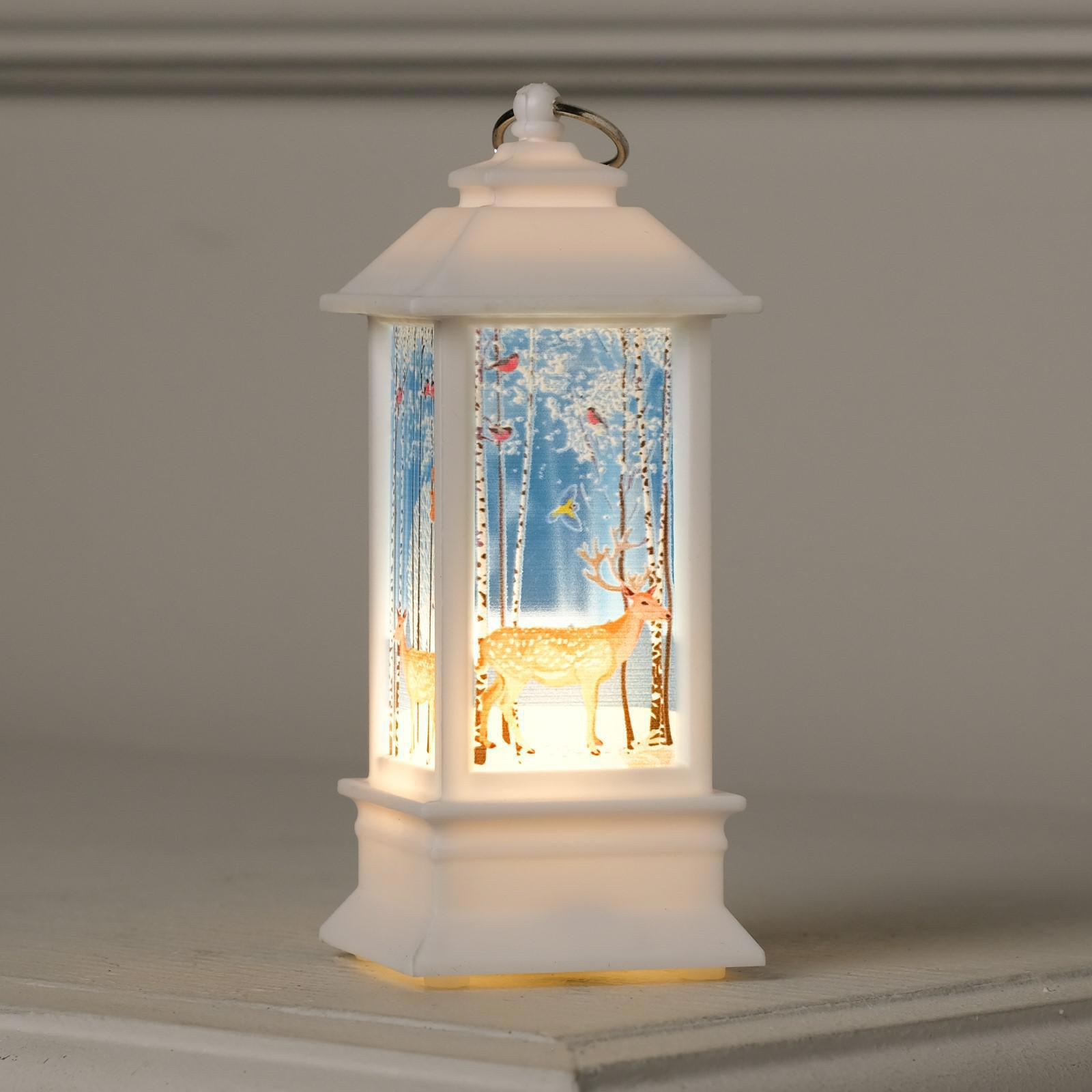 Изображение товара Светящаяся электрическая фигура фонарь с оленем 5.5х13 см белый декоративный светильник