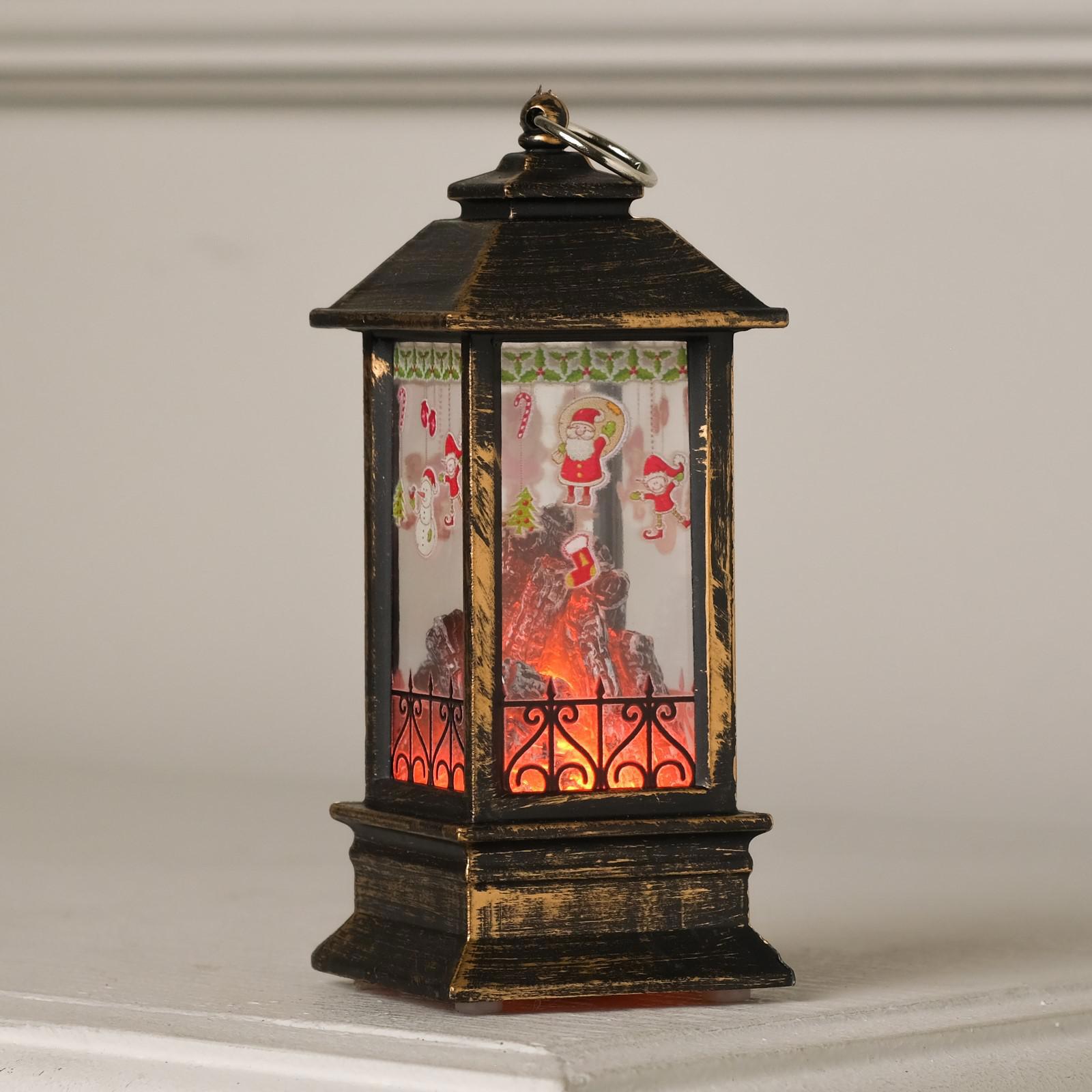 Изображение товара Светящаяся электрическая фигура Камин с гирляндой 13 см оранжевый медный для интерьера и улицы