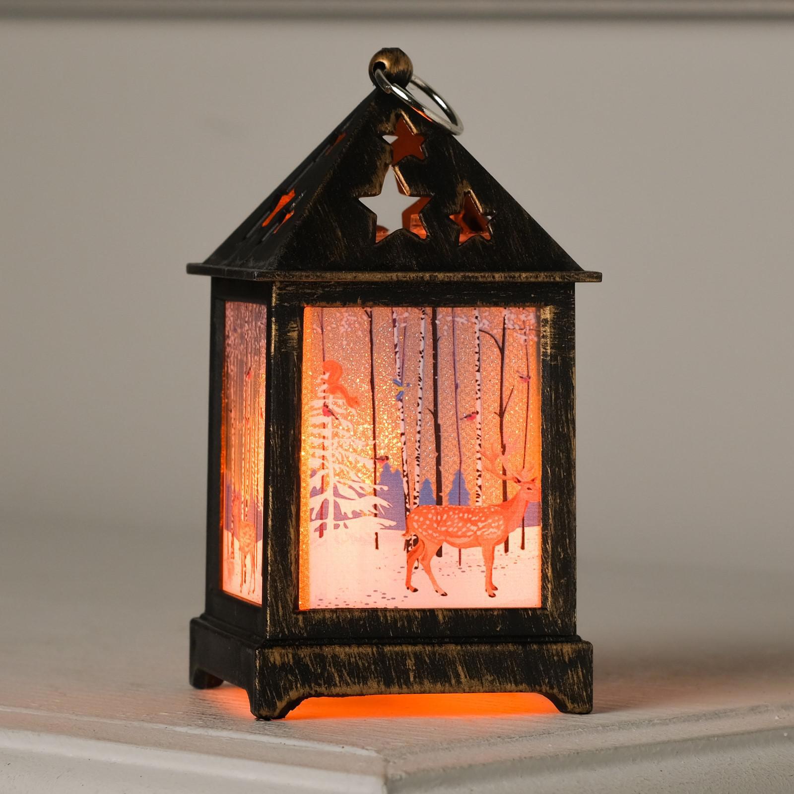 Изображение товара Светящаяся электрическая фигура Фонарь с оленем для дома Luazon lighting 1 ламп h 13 см оранжевый/медный