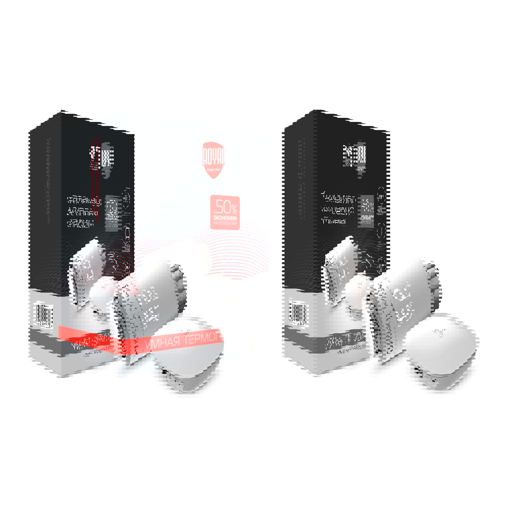 Изображение товара Термостатическая головка электронная с Wi-Fi хабом Royal Thermo для радиаторного клапана M30x1.5 цвет белый