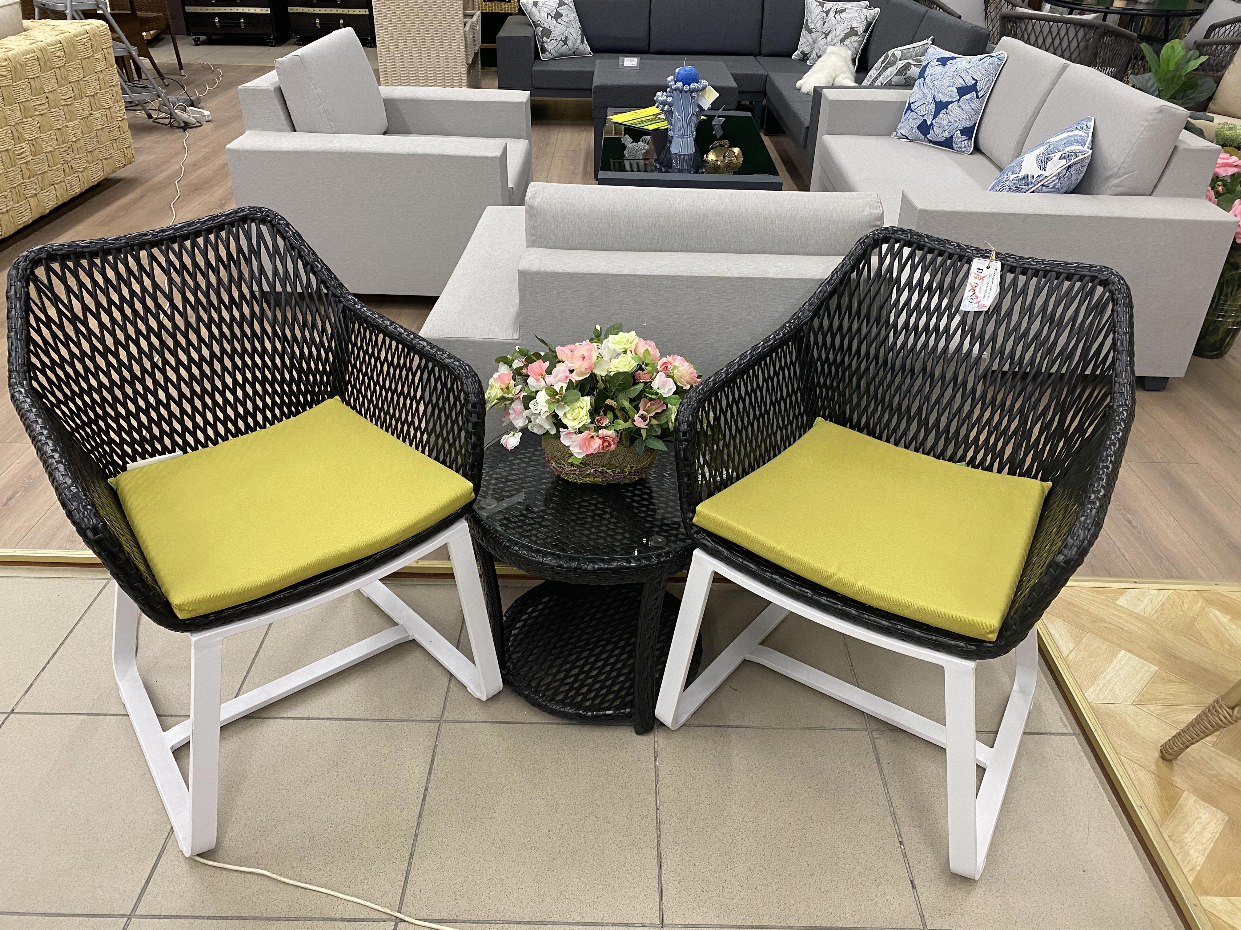 Изображение товара Садовая мебель для отдыха Tengo rattan TG0312C алюминий / пвх бело-черный : 2 кресла