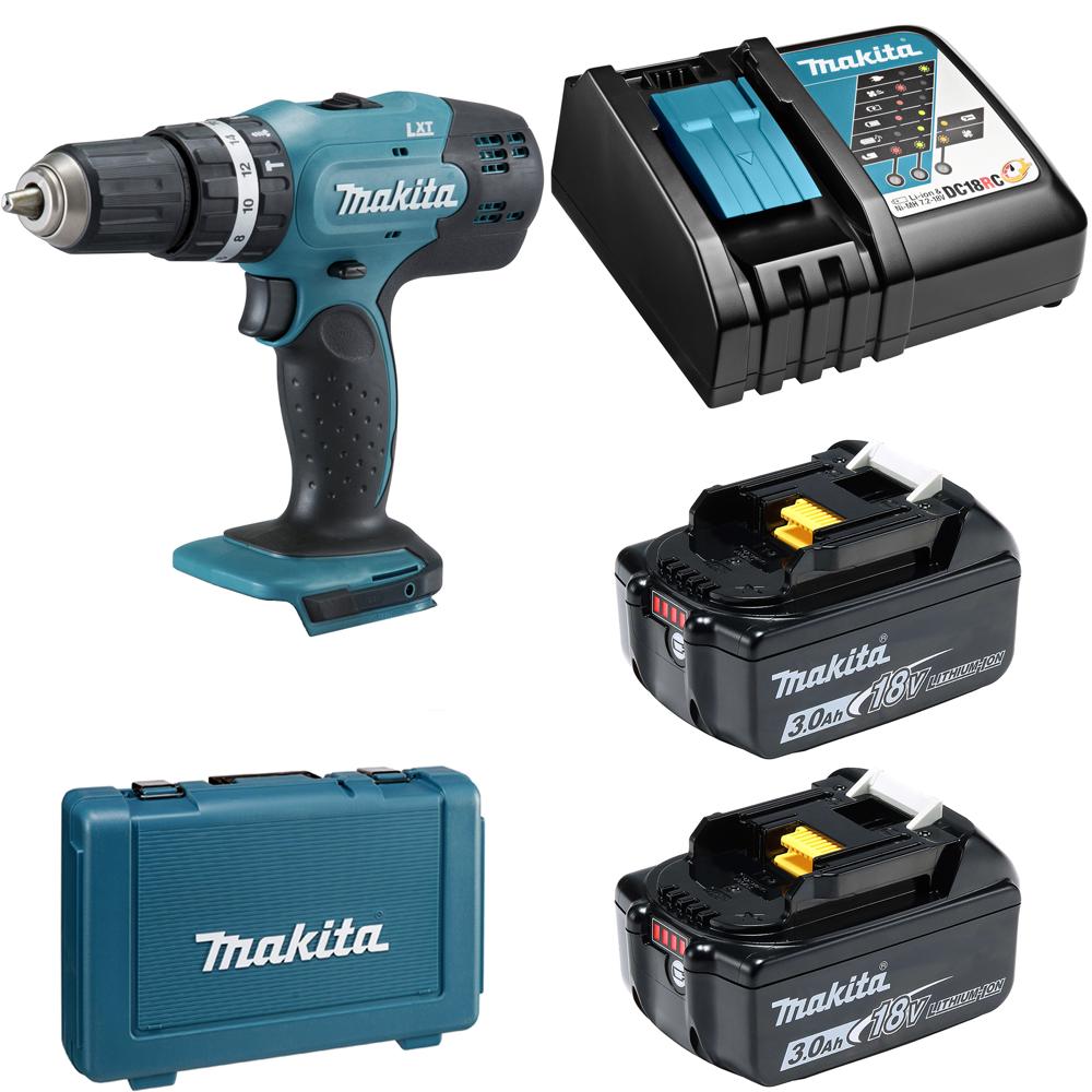 Изображение товара Дрель-шуруповерт аккумуляторная Makita DHP453RFE, 18 В Li-Ion 2x3 Ач