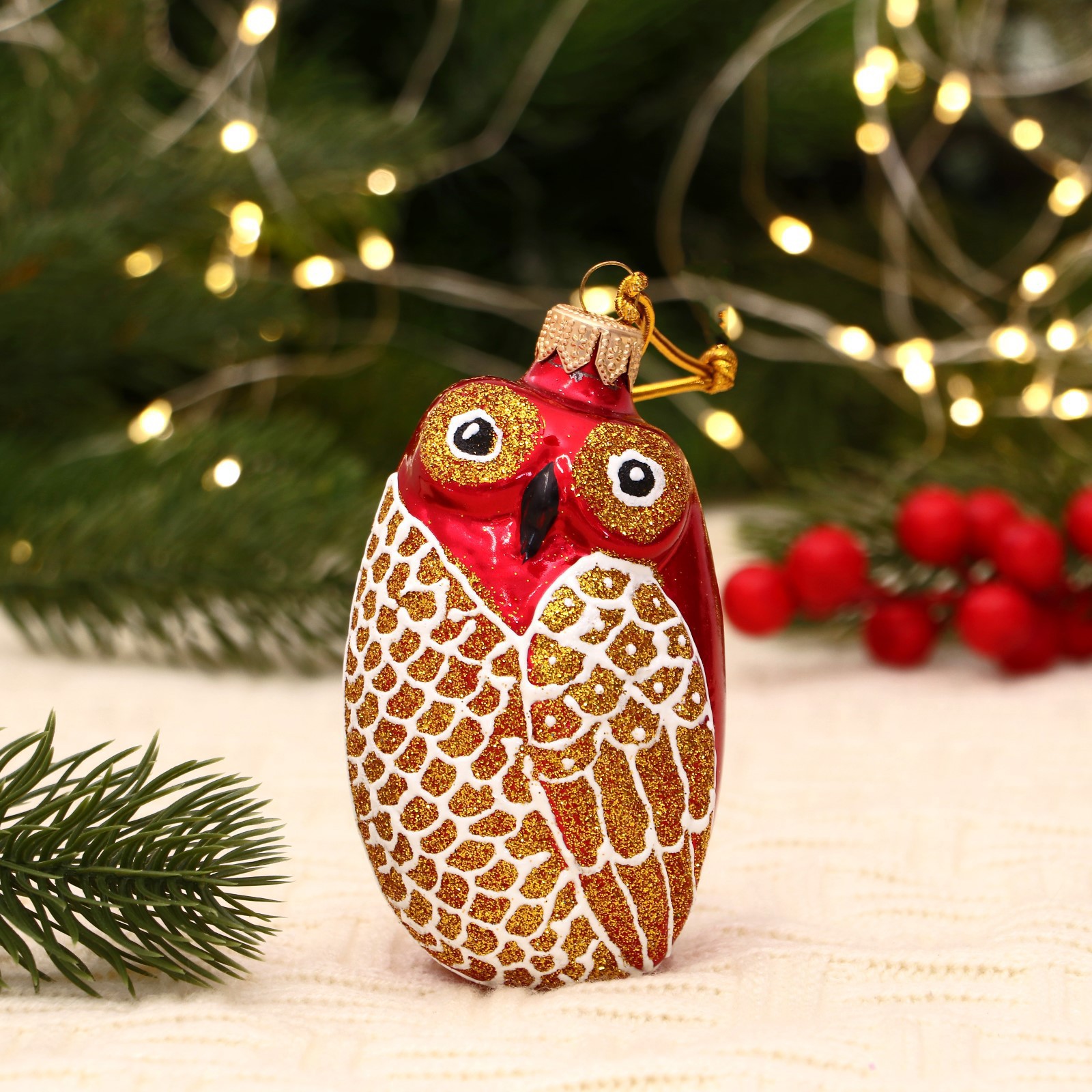 Изображение товара Елочная игрушка Совушка Evis 7124069 11 см х 4.5 см жёлтый/золотой