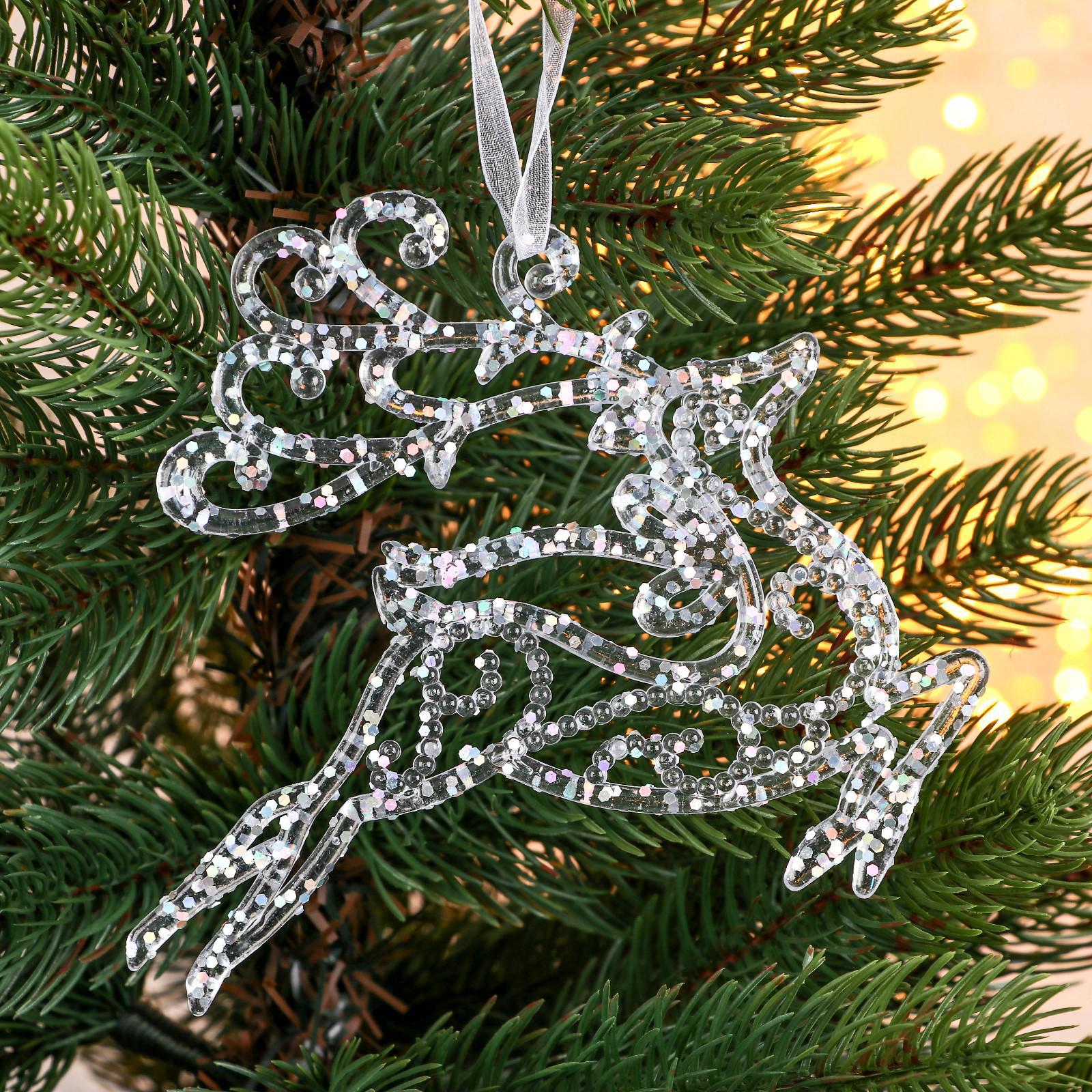 Изображение товара Елочная игрушка Олень в прыжке - магия Зимнее волшебство 5043707 12 см х 13 см бесцветный/прозрачный