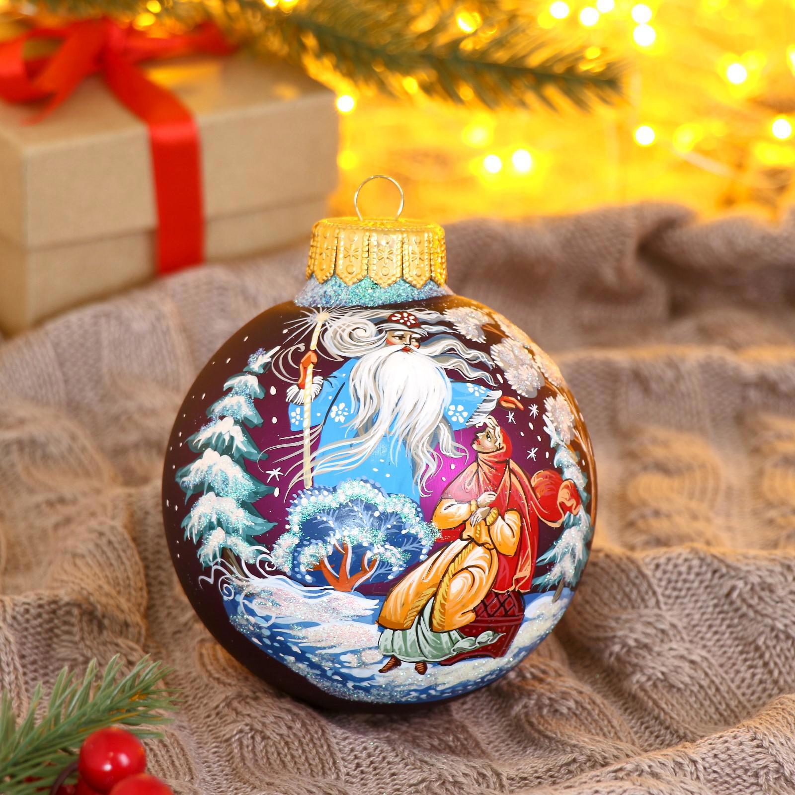 Изображение товара Набор елочных шаров Морозко 10 см стеклянные разноцветные праздничное украшение