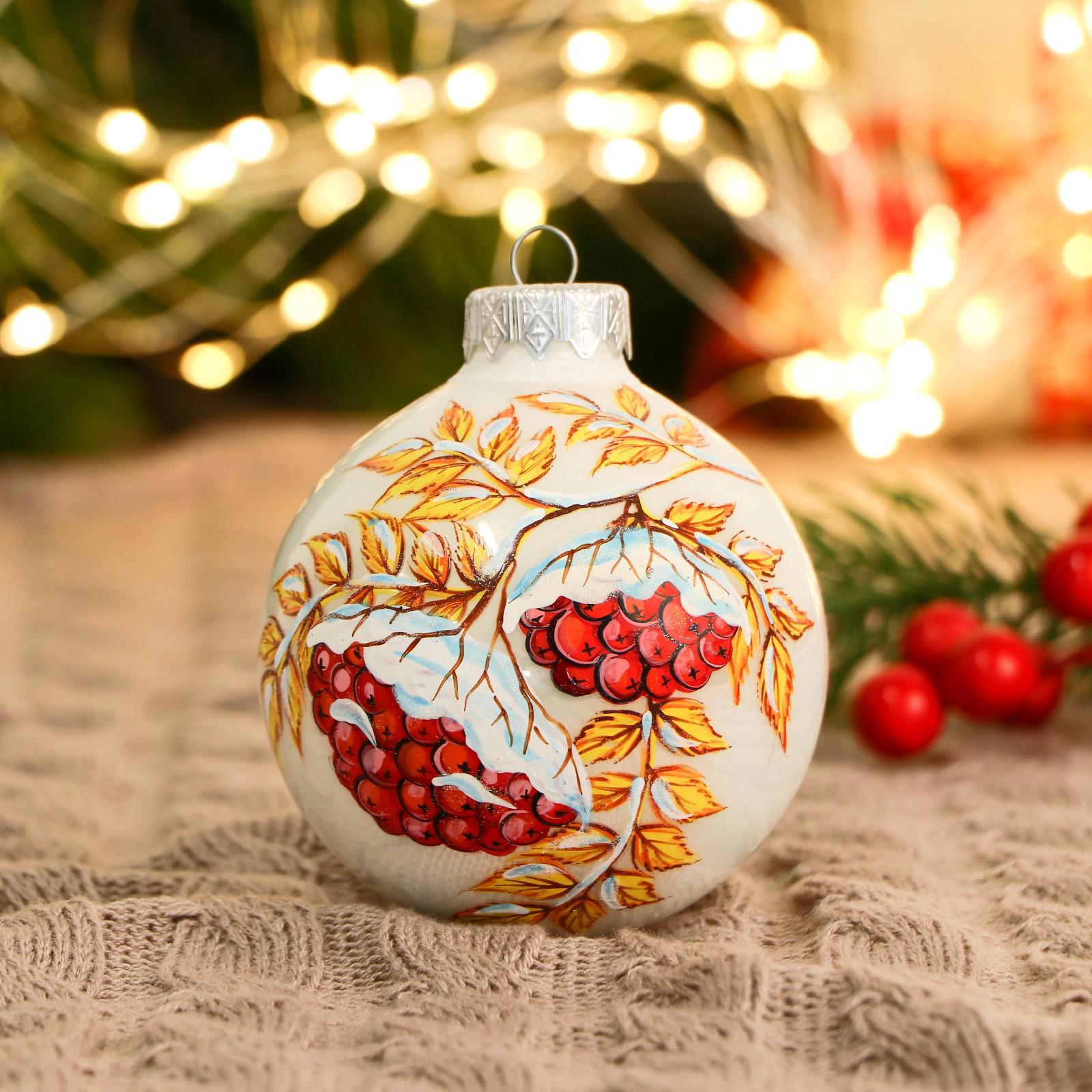 Изображение товара Набор елочных шаров Ферма радости 5182819 Зимняя рябина 8 см стекло разноцветный 1 шт