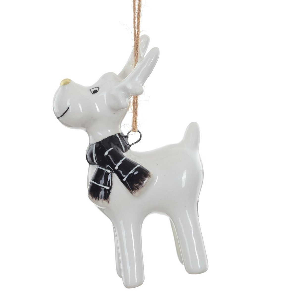 Изображение товара Новогодняя керамическая игрушка Олень 764545 7.5 см черная
