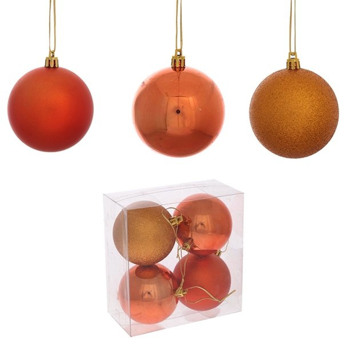 Изображение товара Набор елочных шаров Медовый квартет 278809 7 см стекло оранжевый медный 4 шт