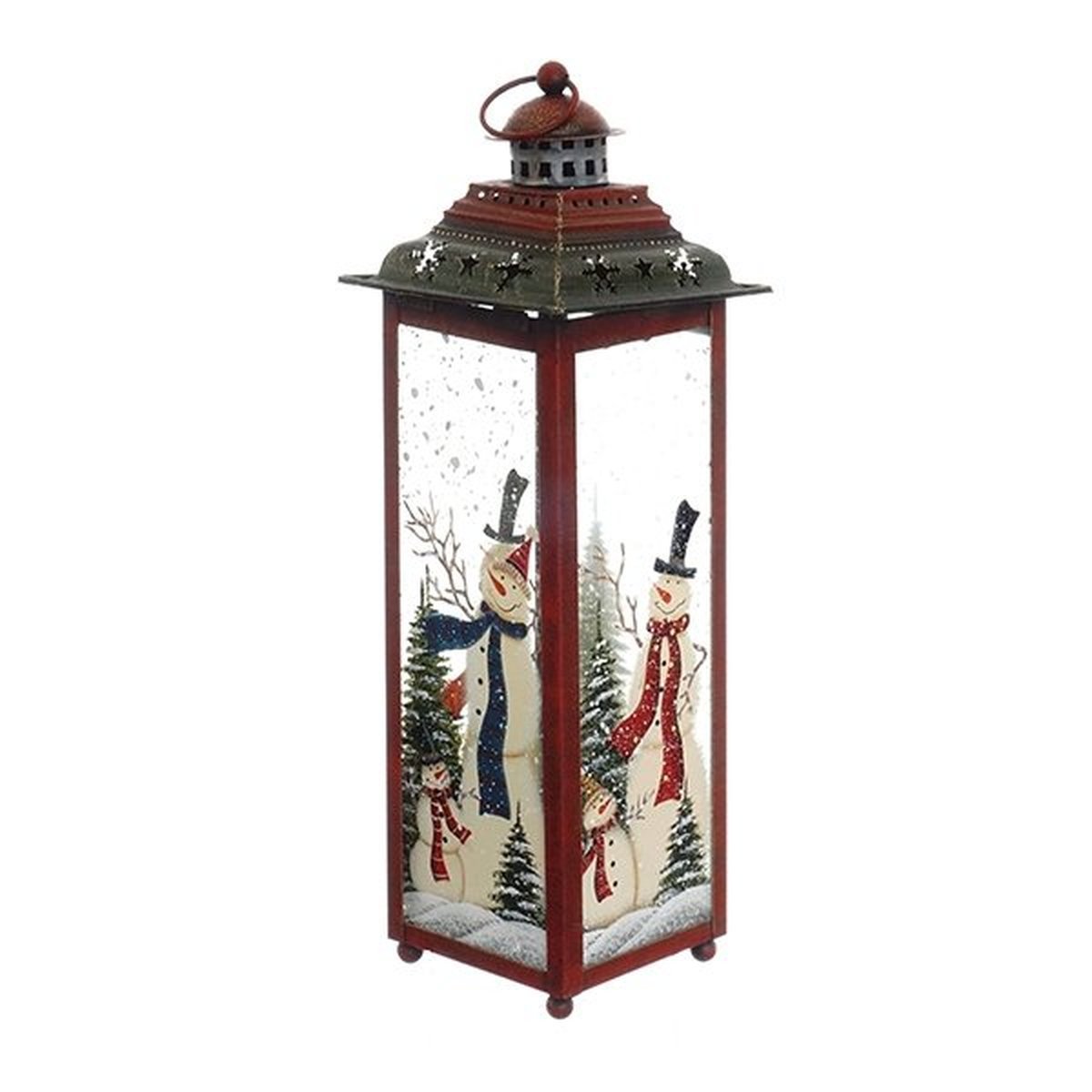 Изображение товара Подсвечник Фонарик 718751 из металла и стекла с новогодним декором