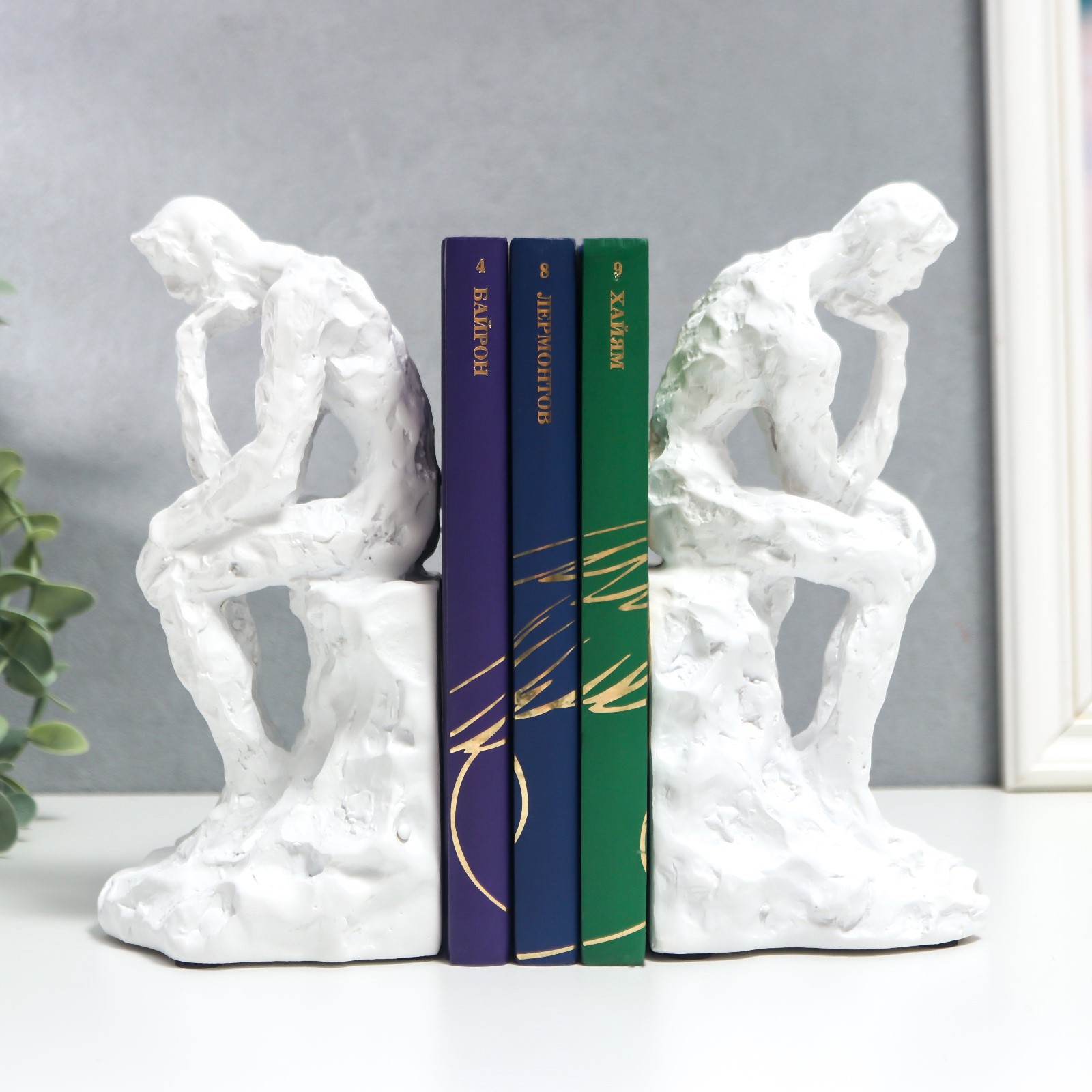 Изображение товара Держатели для книг "Мыслитель" белый набор 2 шт 21x10x10 см