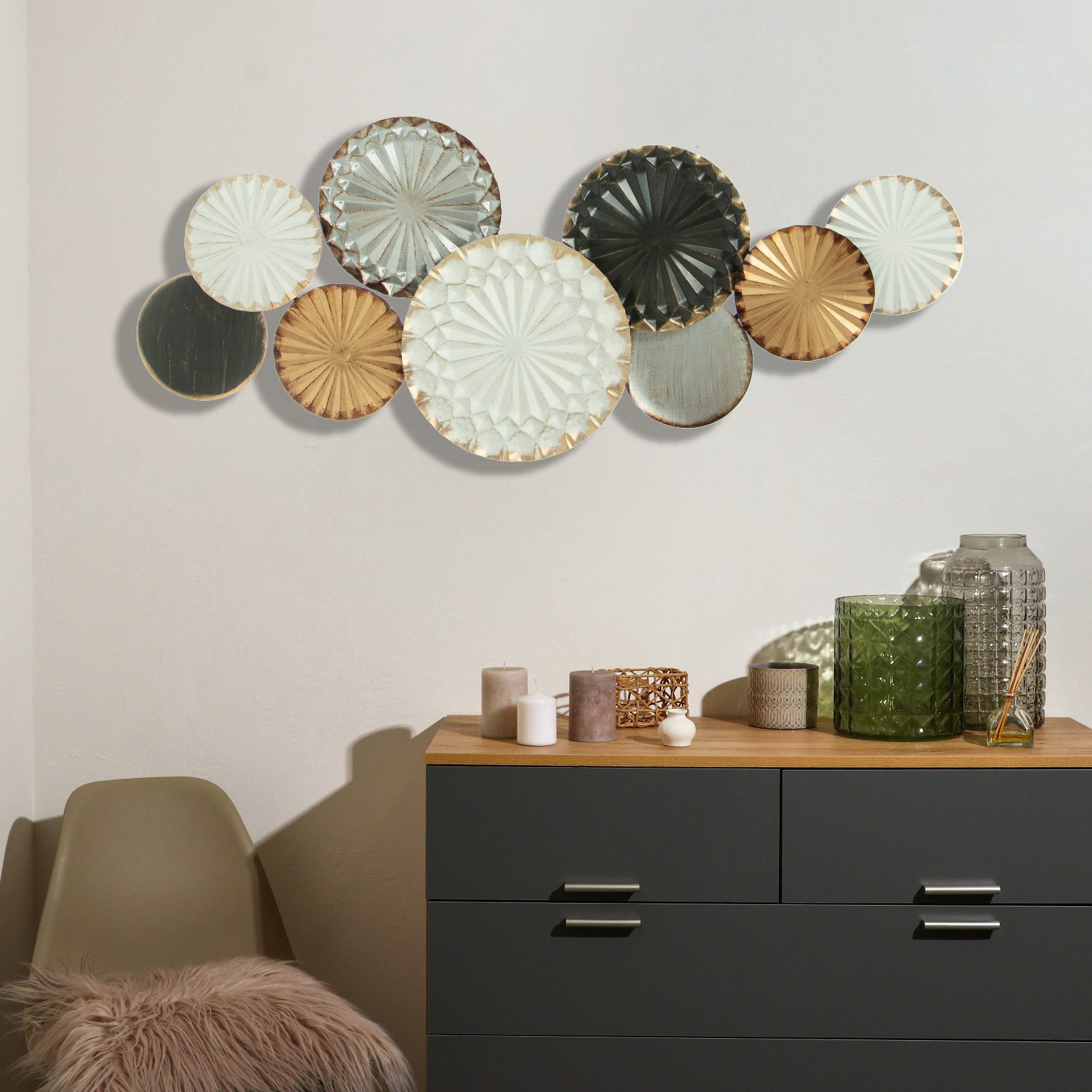 Изображение товара Панно настенное "Вспышки" цветные с золотом, серебром 51x7x120.5 см