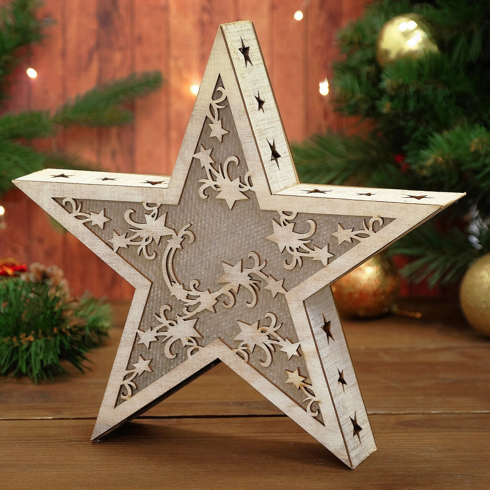 Изображение товара Светящаяся электрическая фигура Звезда для дома от ЛЕСНАЯ МАСТЕРСКАЯ