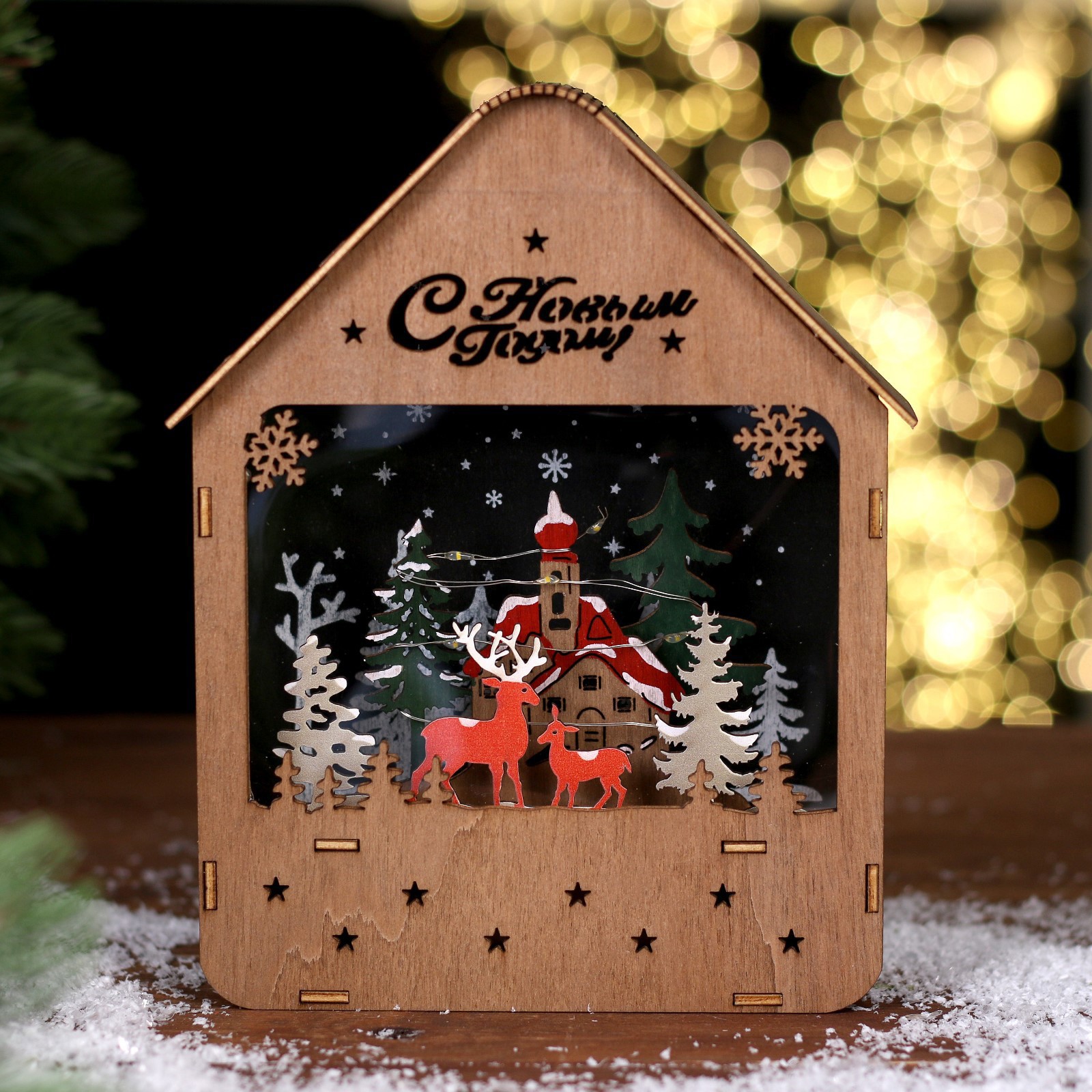 Изображение товара Светящаяся электрическая фигура олень для дома Simaland 20 см разноцветный