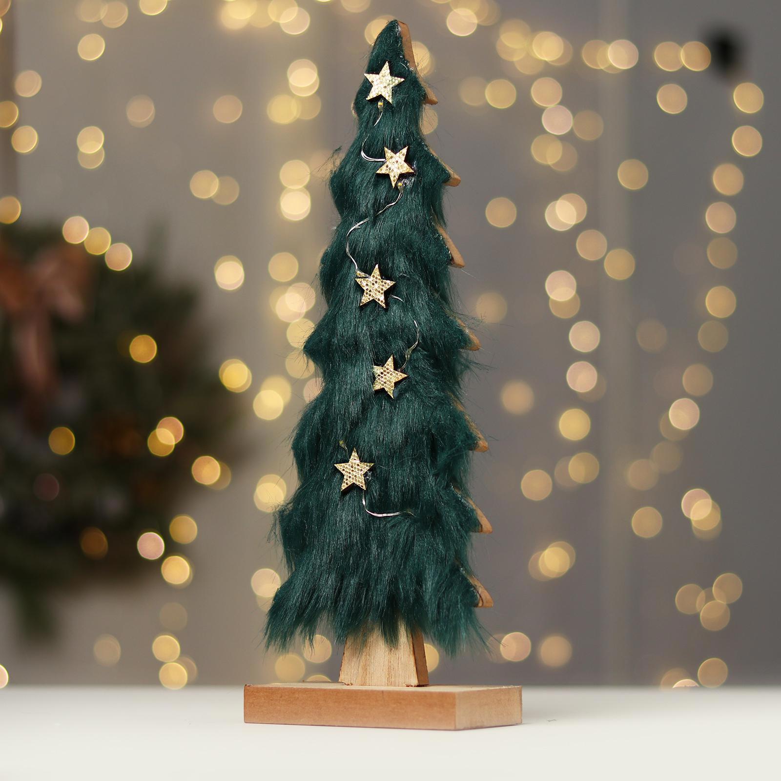 Изображение товара Светящаяся электрическая фигура Ёль с гирляндой, 29.5 см, разноцветная