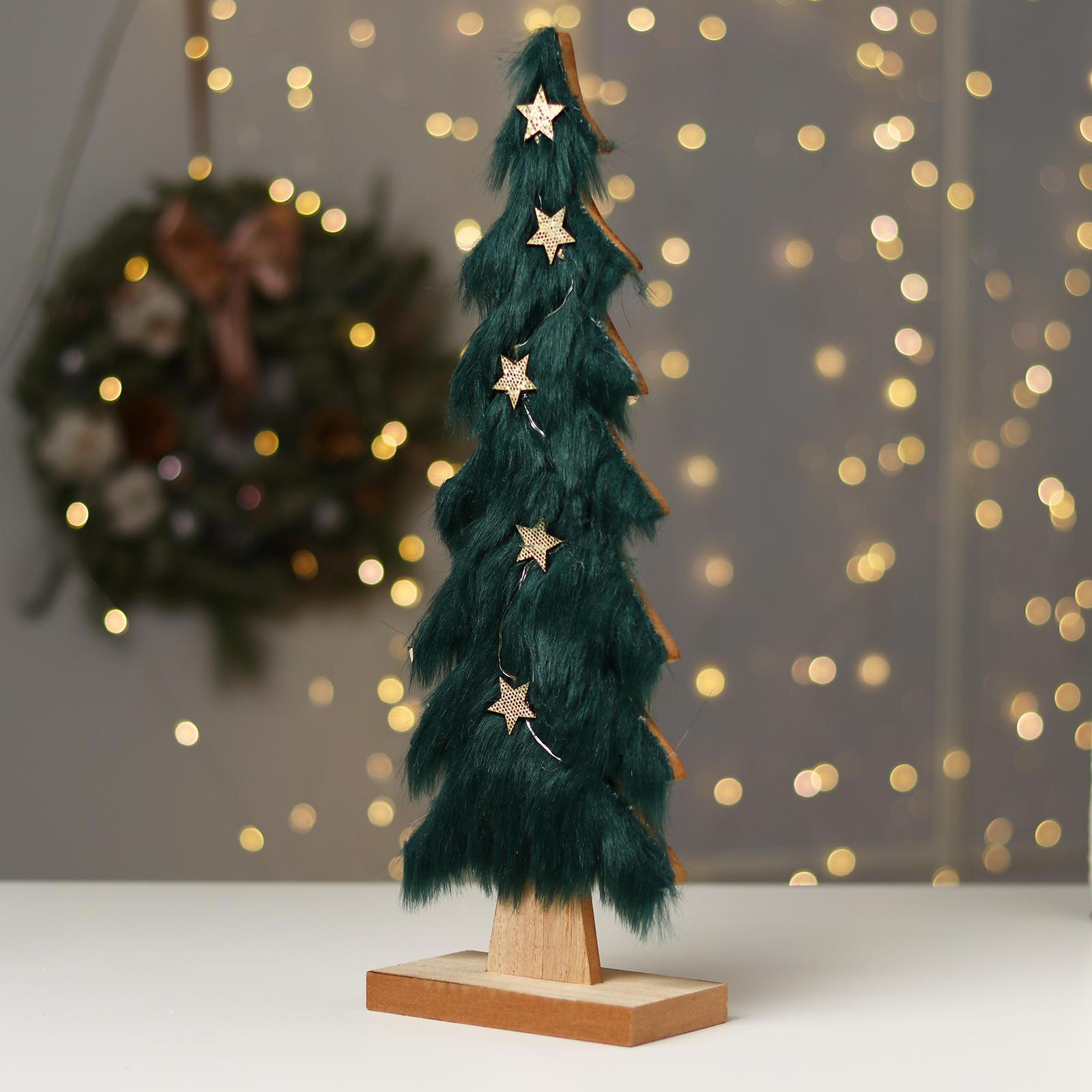 Изображение товара Светящаяся электрическая фигура 6249808 Ёль с гирляндой для дома Лесная мастерская 1 лампа h 39.5 см разноцветный