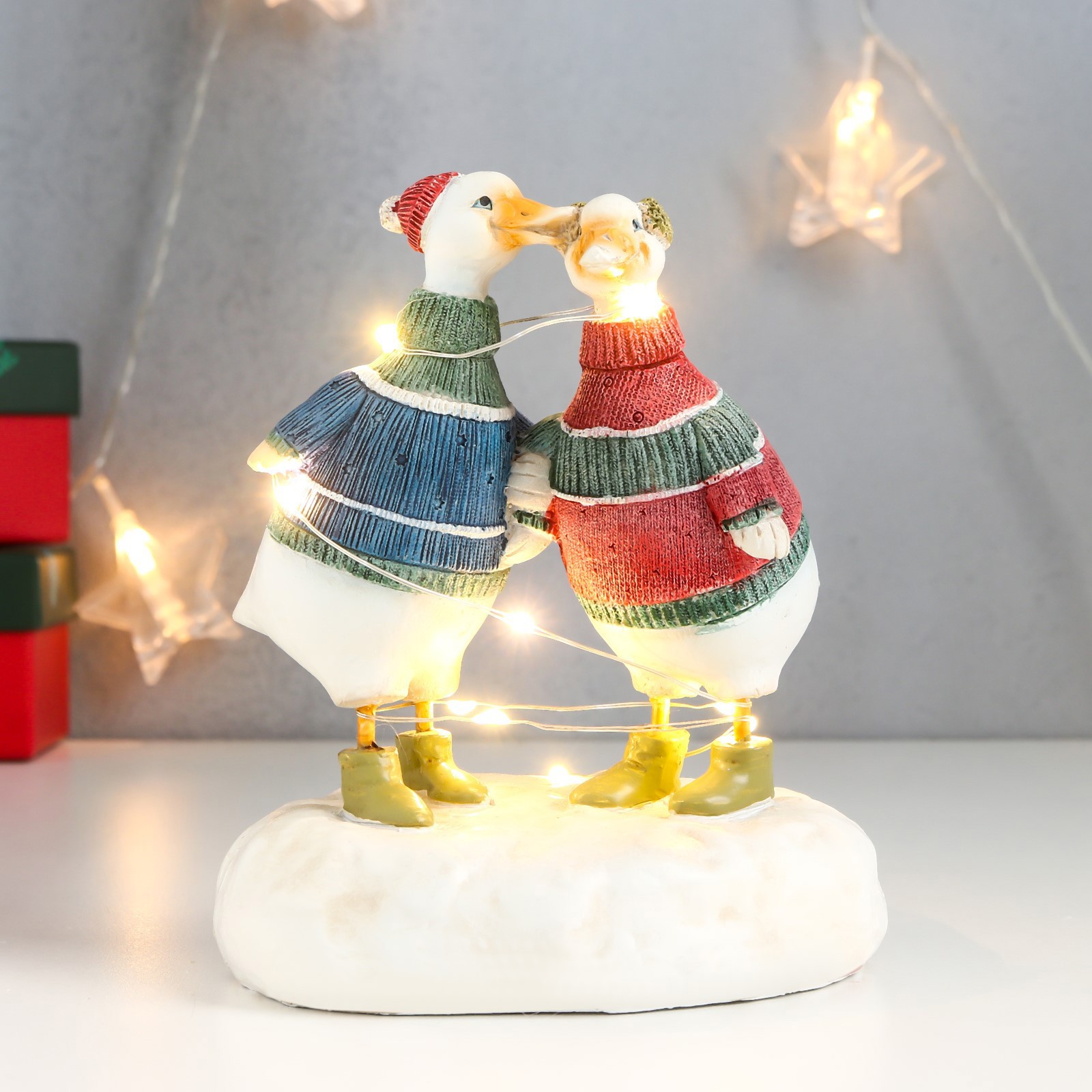 Изображение товара Светящаяся электрическая фигура 7650130 Гуси для дома Simaland 1 лампа h 14 см разноцветный