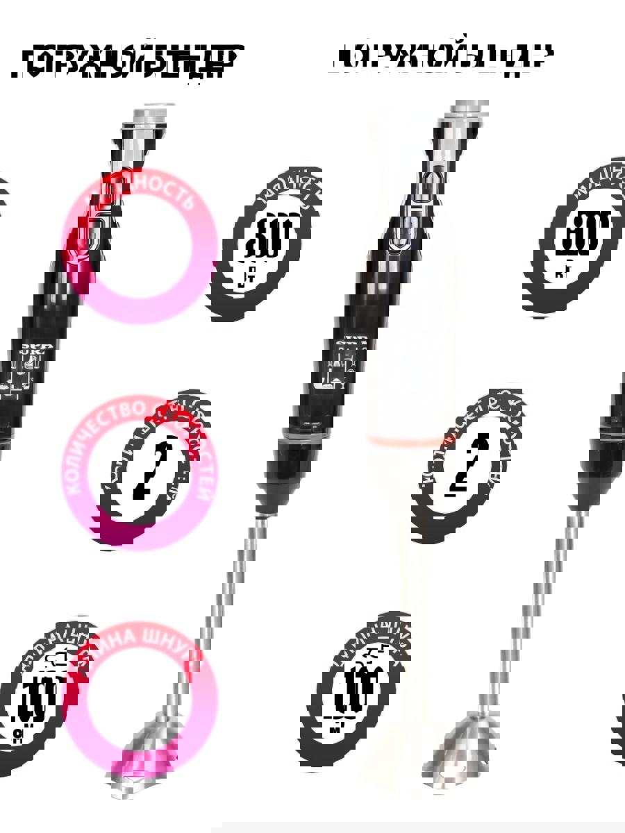 Изображение товара Погружной блендер SUPRA HBS-794 800 Вт 2 скорости черный