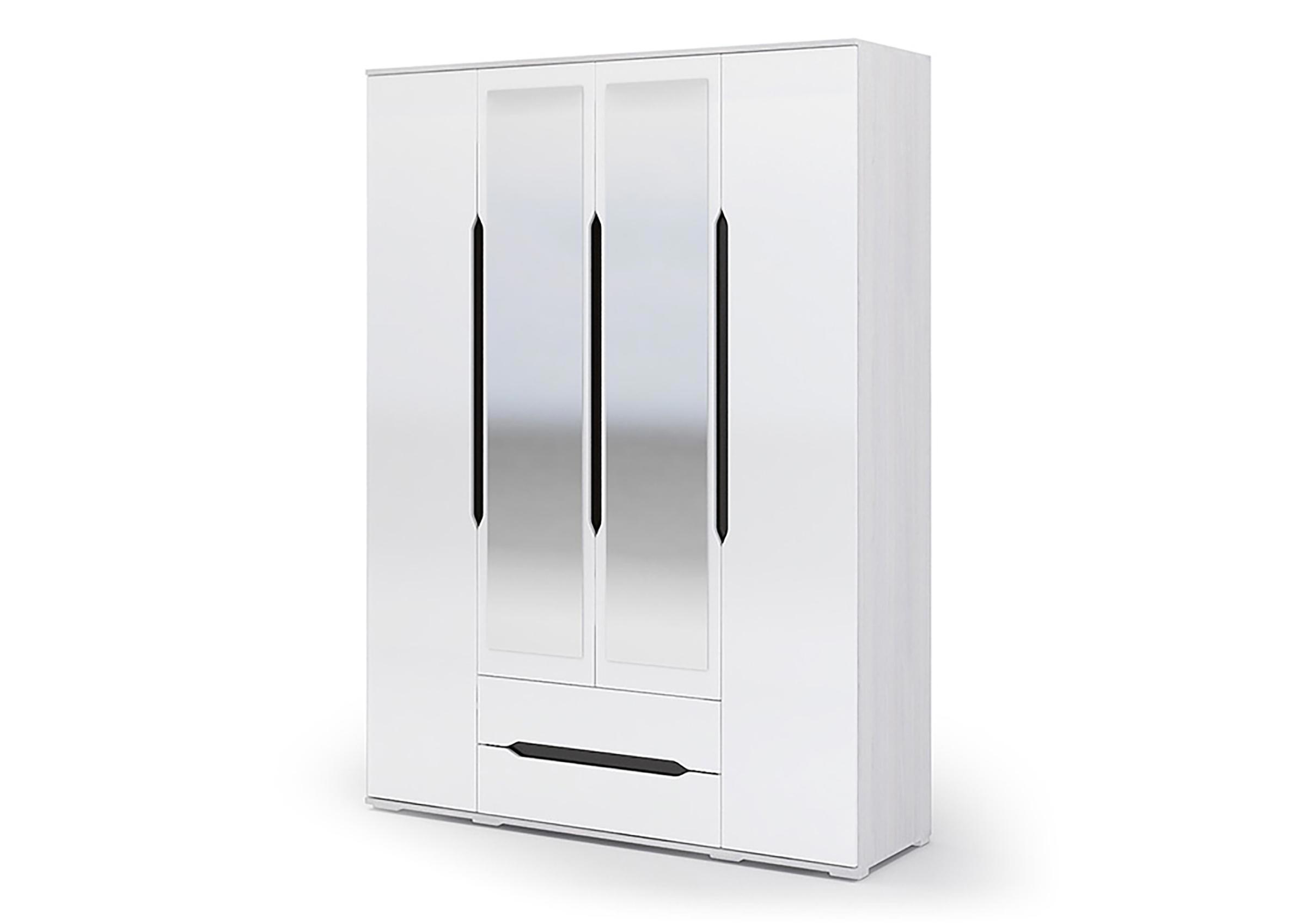 Изображение товара Шкаф распашной Валирия 160x220x50 см с зеркалом белый глянец Россия