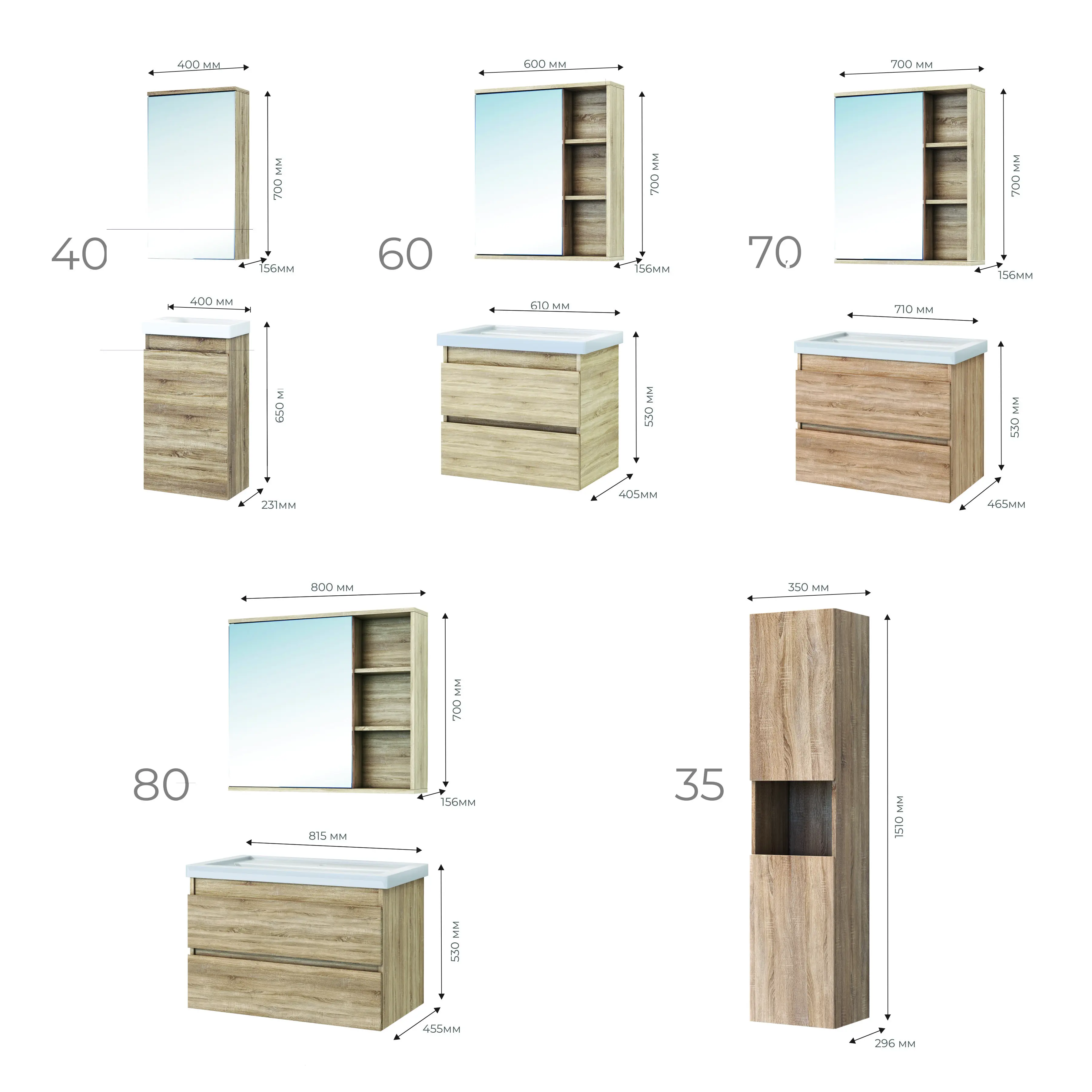 Зеркальный шкаф Vigo Matteo 15.6x70x70 см цвет дуб сонома - 6