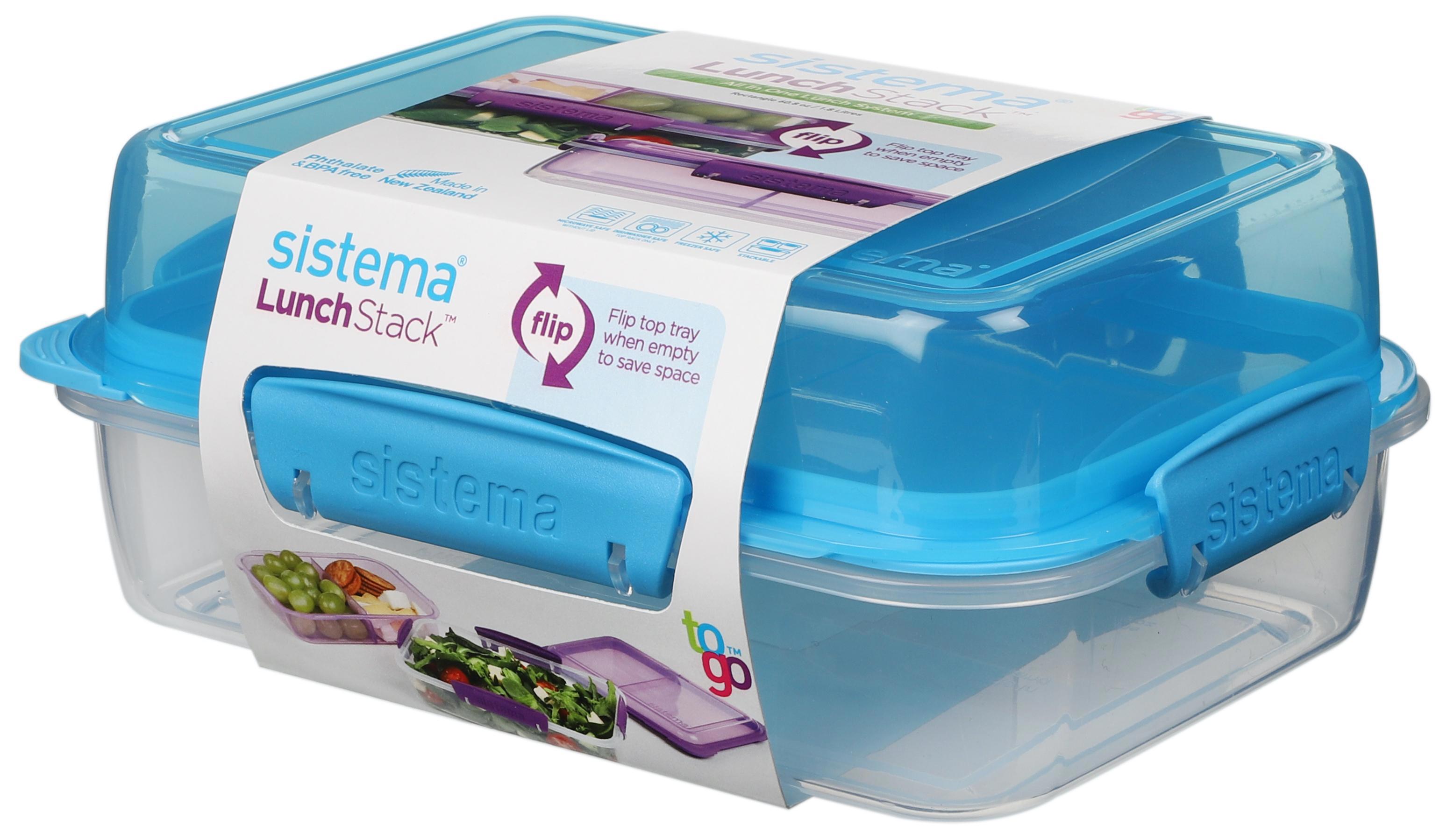 Изображение товара Контейнер для пищевых продуктов Sistema 1.8 л синий, разделение, микроволновка, посудомойка