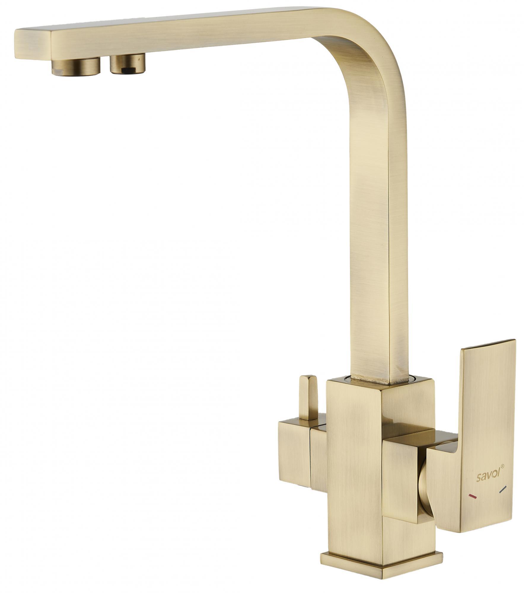 Изображение товара Двухвентильный кухонный смеситель Savol S-l1807c бронза матовая 20.5 см