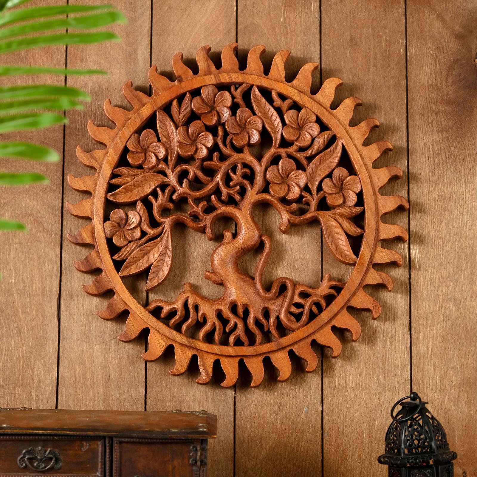 Изображение товара Панно настенное резное "Райское дерево" 40x40x2 см