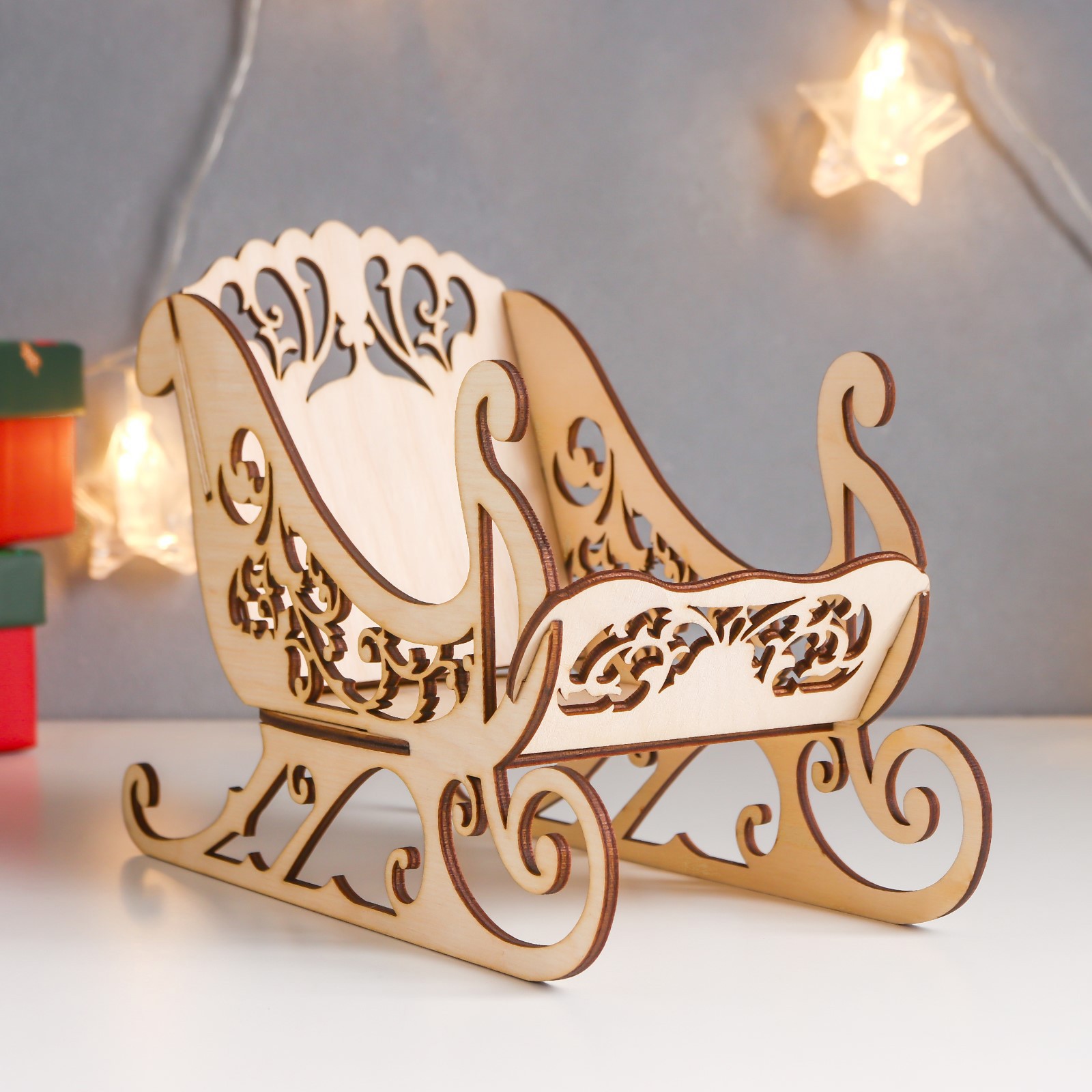 Изображение товара Шкатулка дерево для конфет "Новогодние Сани" (набор 5 деталей) 21x13.5x10 см